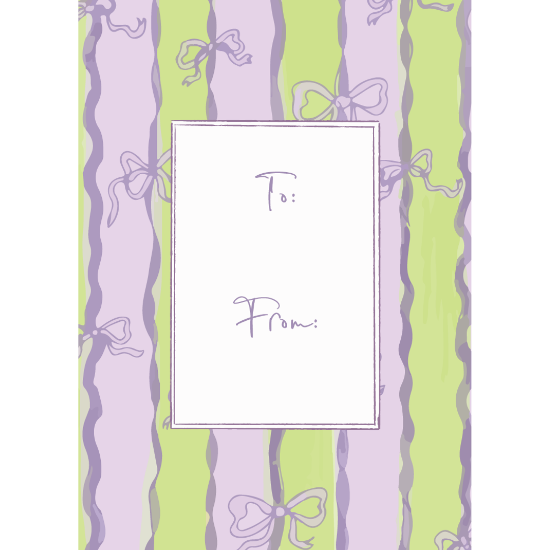Lavender & Green  Ribbon Bow Pattern Gift Tag
