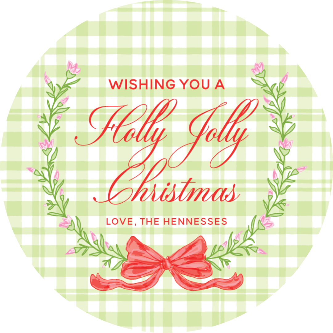STICKER SHEET  - Green Gingham Holly Jolly Christmas