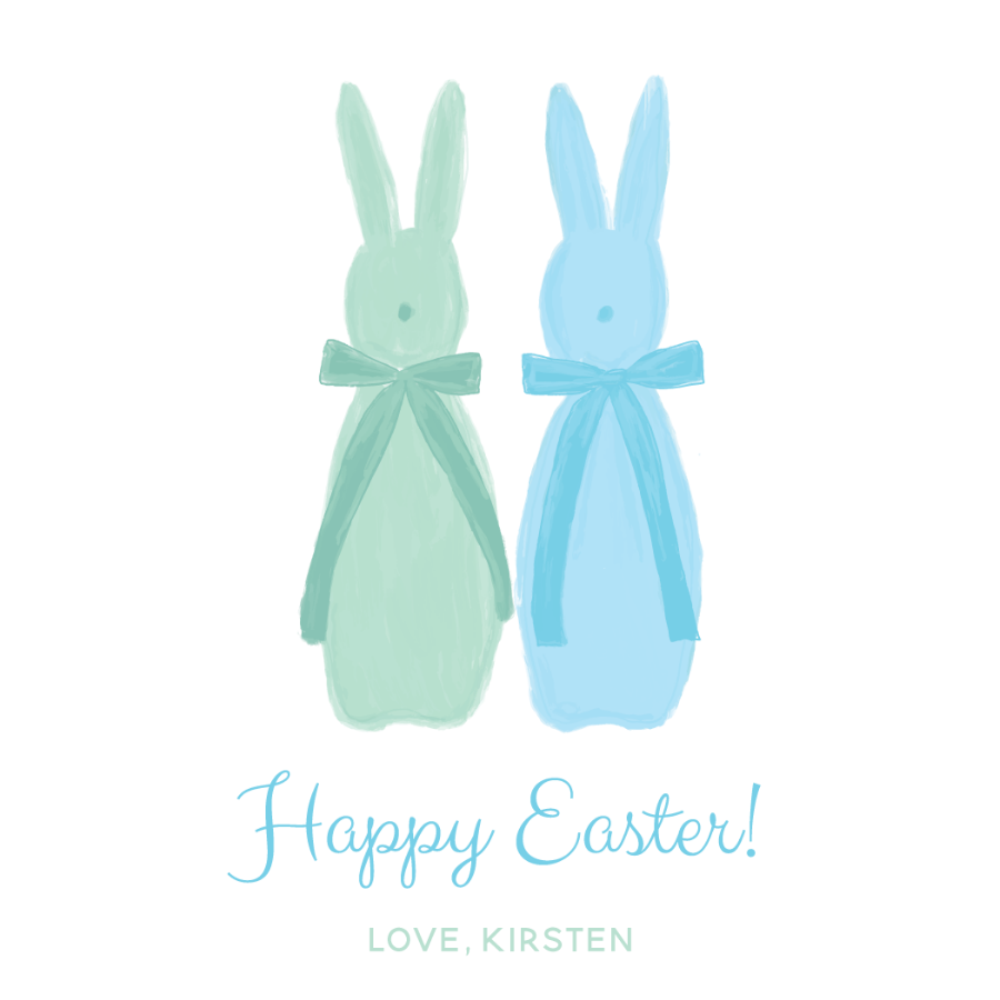 Flocked Bunny Gift Tag - BLUE/GREEN