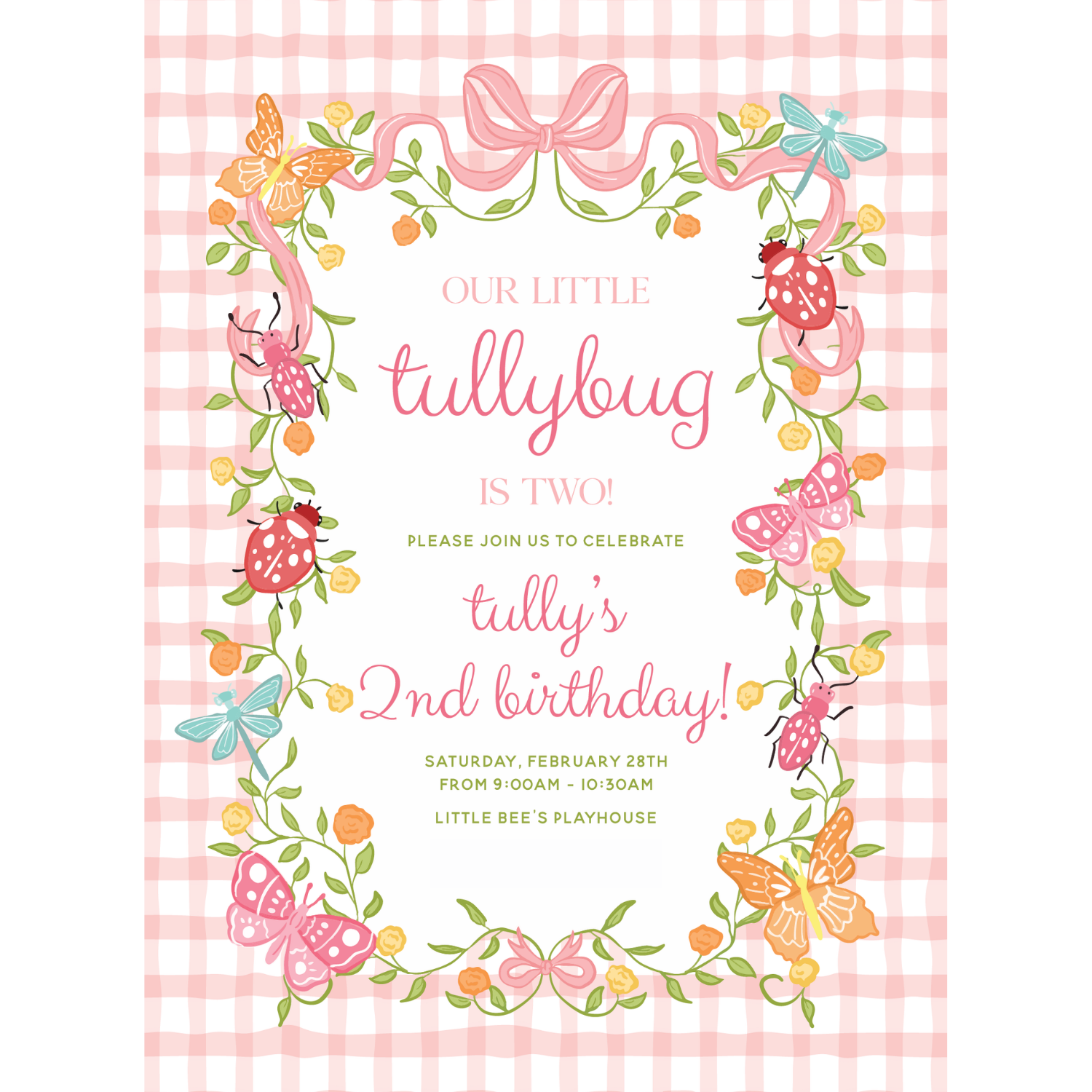 Cutesy Bug Theme Invitation