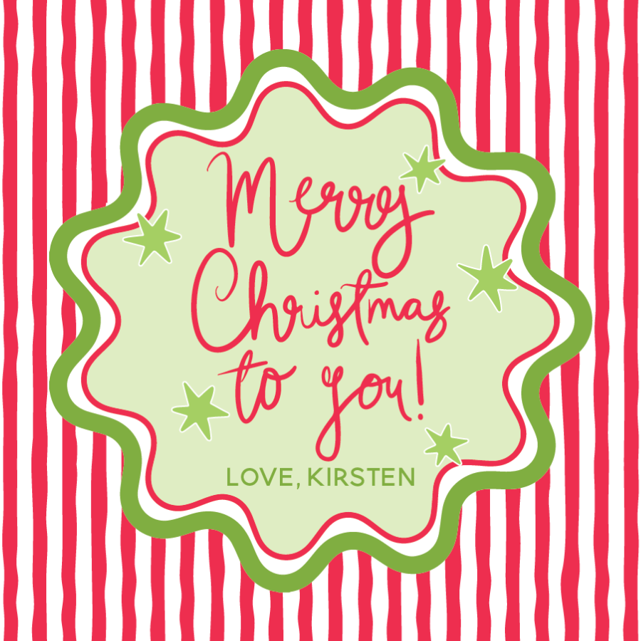 Squiggle Merry Christmas Gift Tag - RED