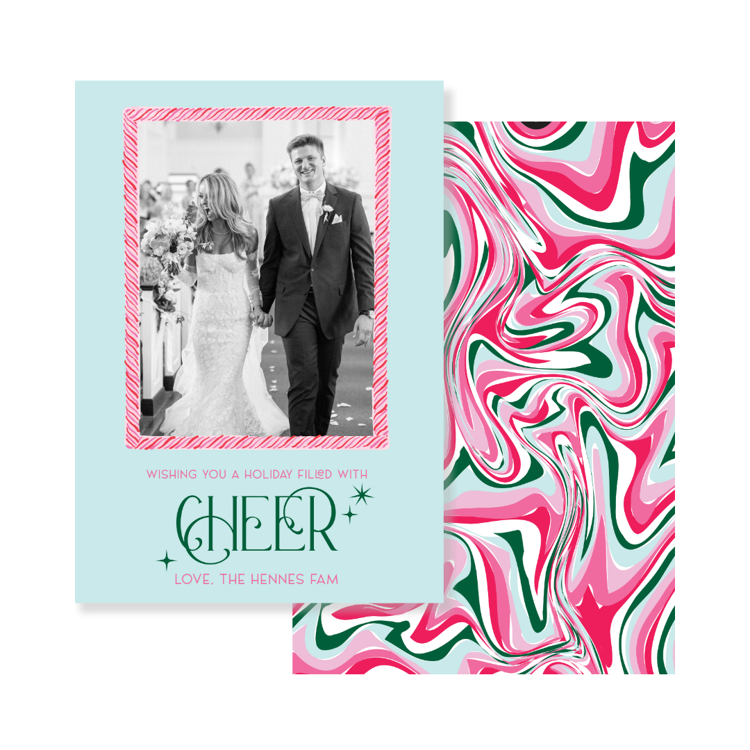 Candy Cane Lane Marble Christmas Card - Vertical
