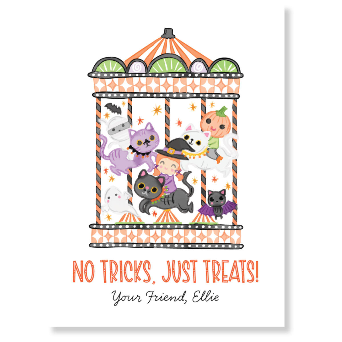 Halloween Characters on Carousel Gift Tag