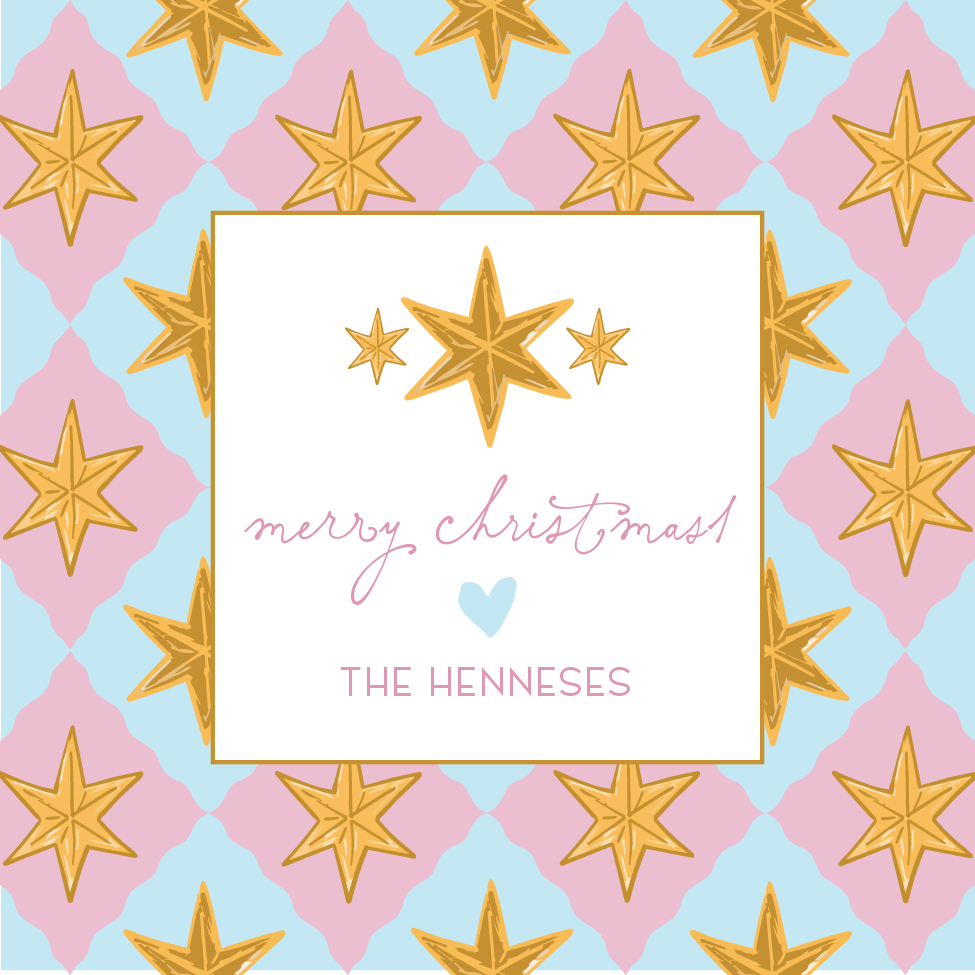 Merry Christmas Starburst Diamond Pattern Gift Tag - PINK
