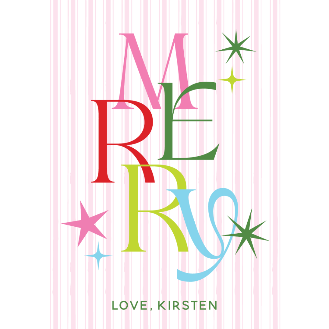 MERRY Gift Tag - PINK