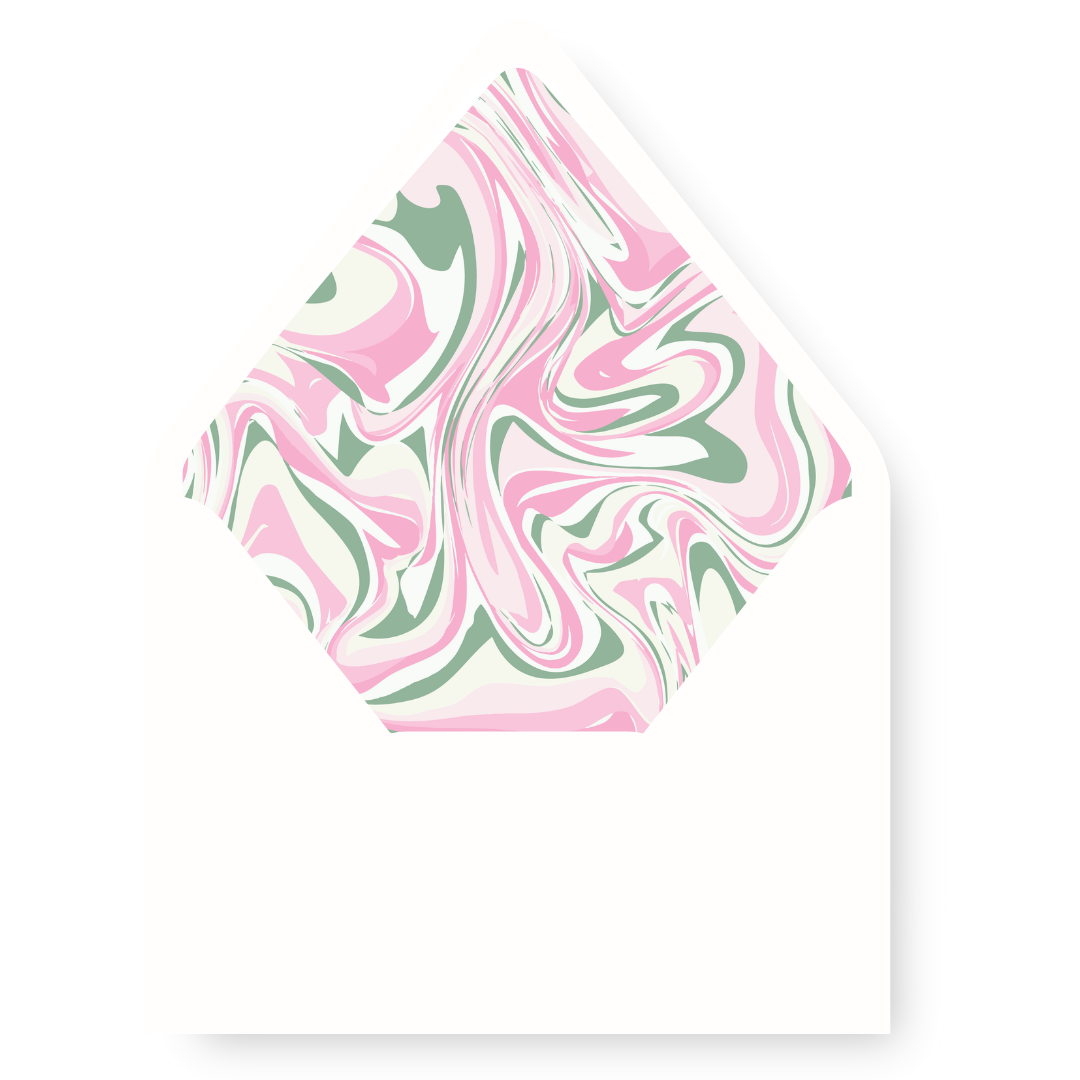 Pink & Green Marble Merry Christmas Card Liner