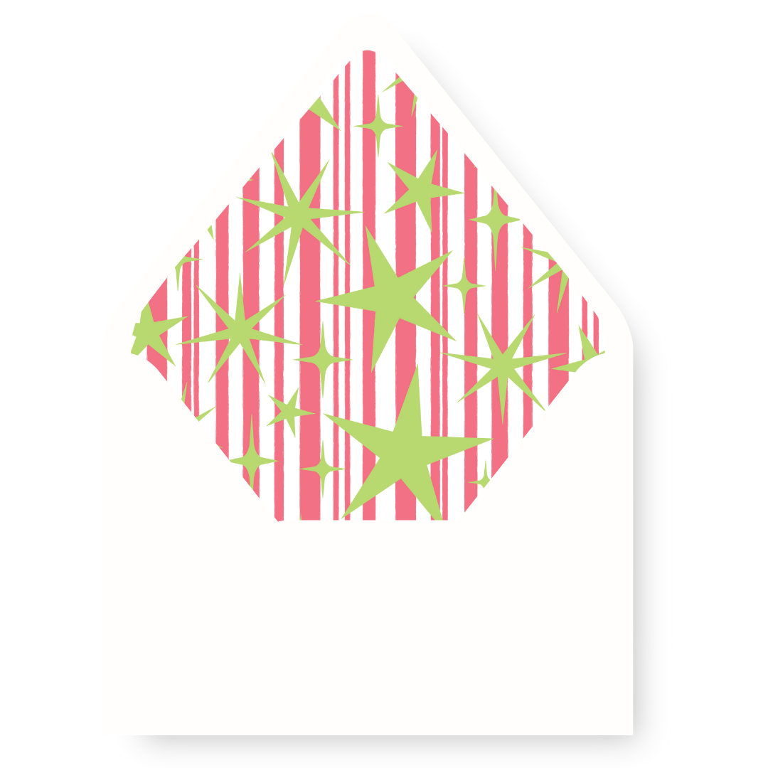 Oh What Fun Stars Christmas Card RED Envelope Liner