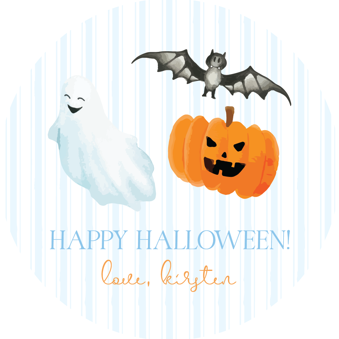 Halloween Icons Circle Gift Tag - BLUE