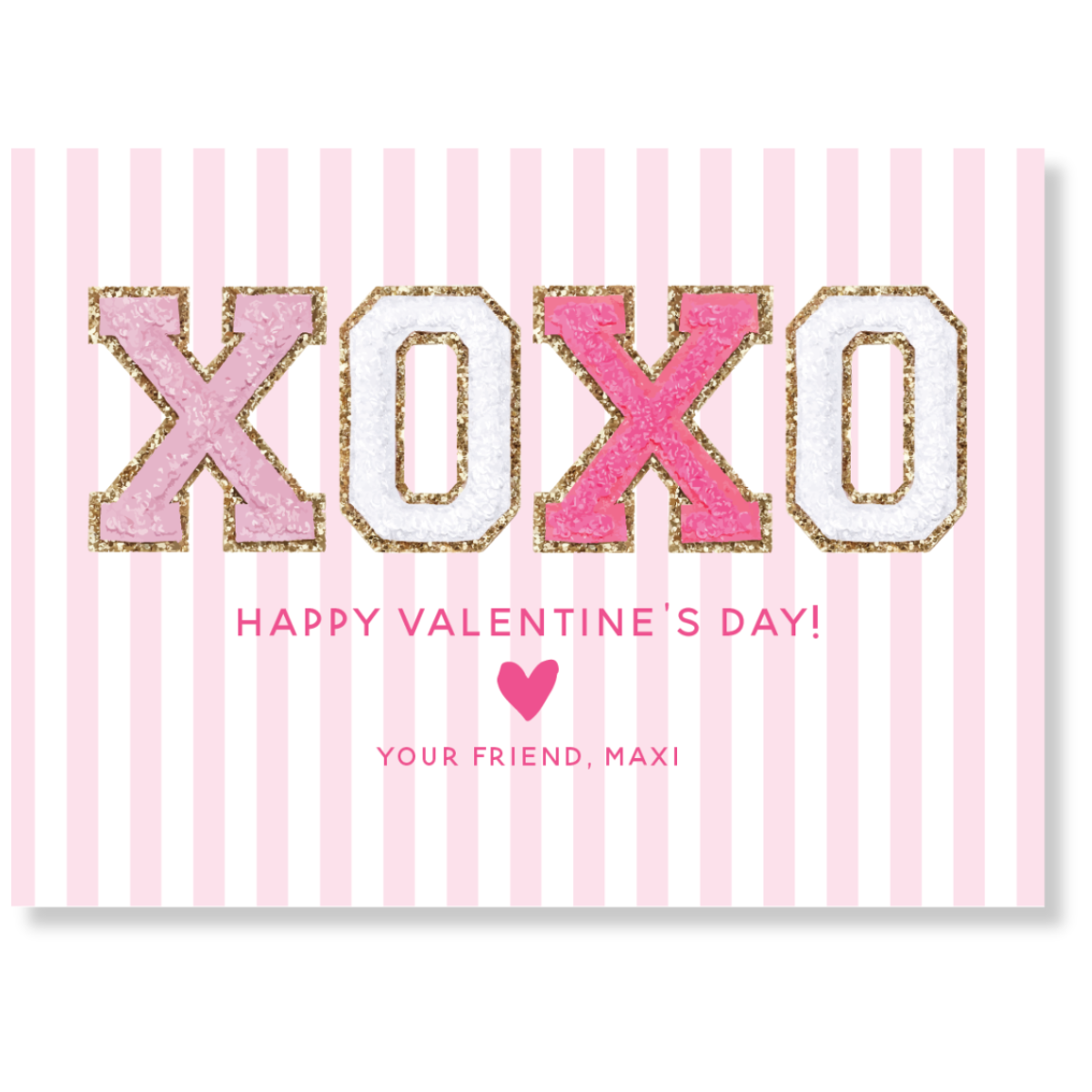 XOXO Glitter Varsity Letters Gift Tag
