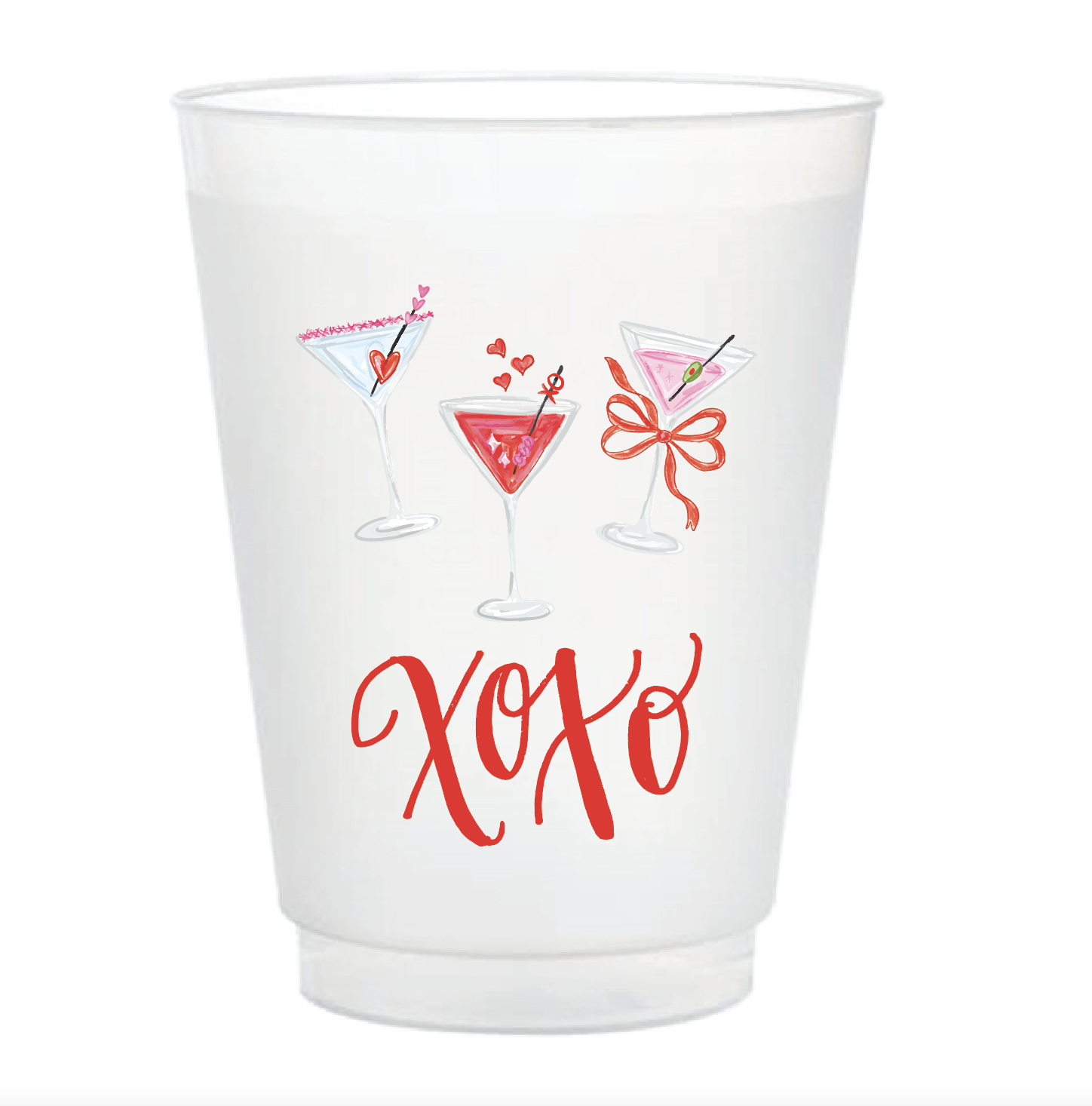 Valentine's Martinis XOXO Shatterproof Frost Flex Cup Set