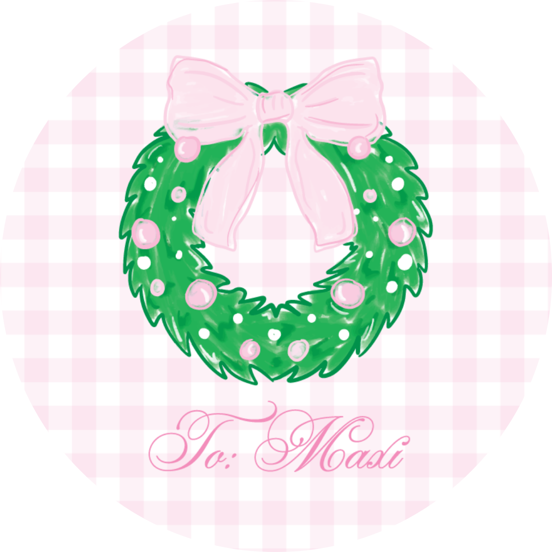 STICKER SHEET  - Pink Gingham Wreath