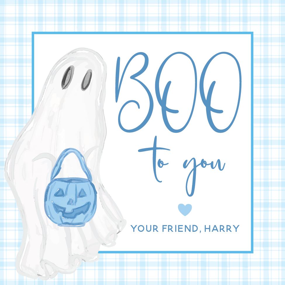 BOO to You Ghost Gift Tag - BLUE