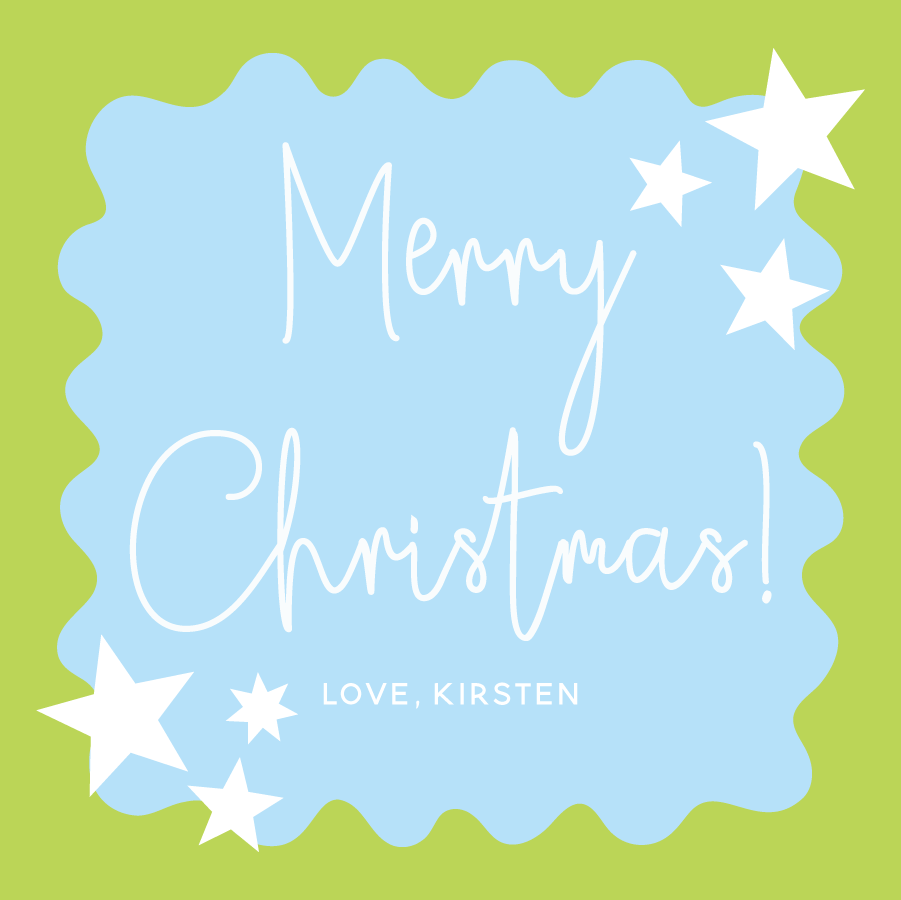 Merry Christmas Abstract & Stars Gift Tag - BLUE