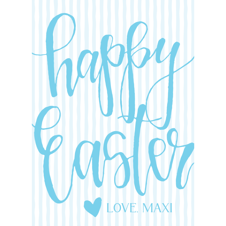 Happy Easter Stripes & Script - BLUE