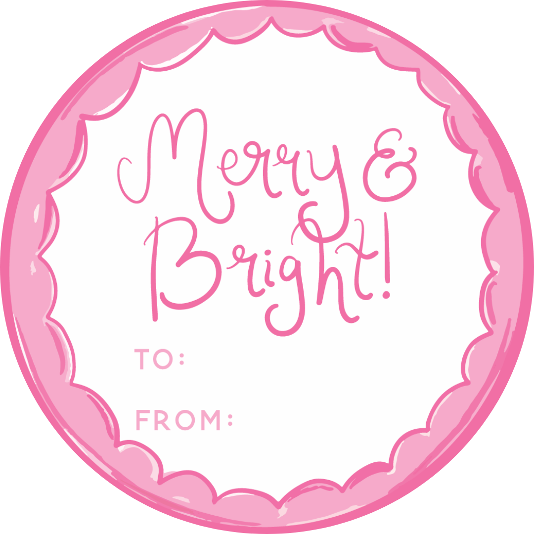 Merry & Bright Scallop Circle Tag PINK