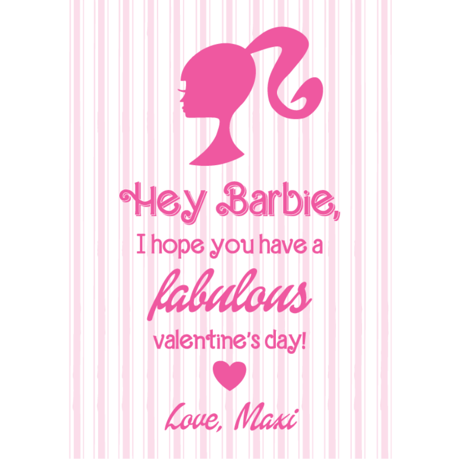 Valentine's Barbie Gift Tag