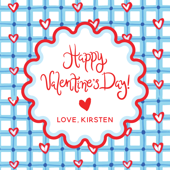 Heart Gingham Gift Tag - BLUE