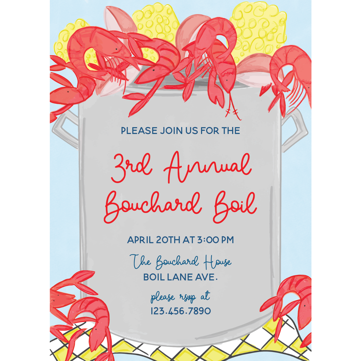 Crawfish Boil Theme Invitation