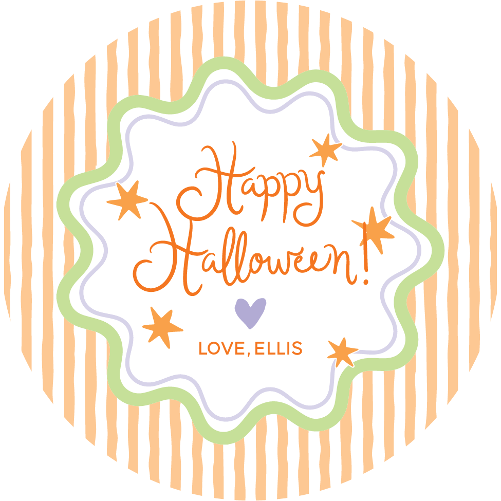 Sticker Sheet - Orange Stripes & Stars Happy Halloween