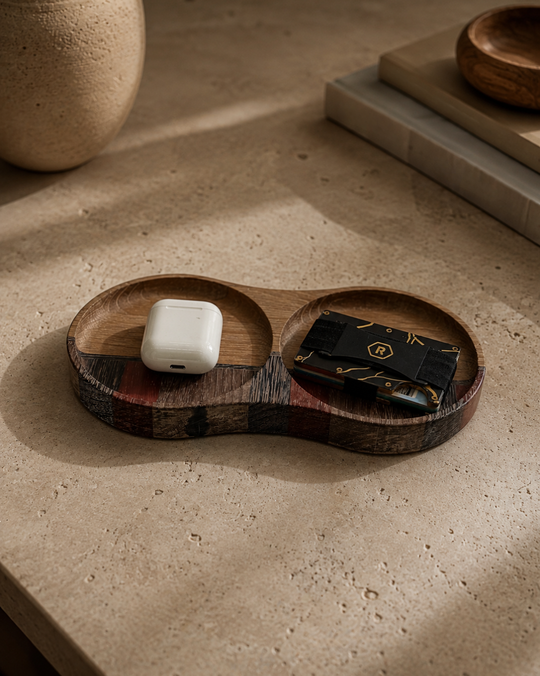 Dual-compartment Wooden Organizer