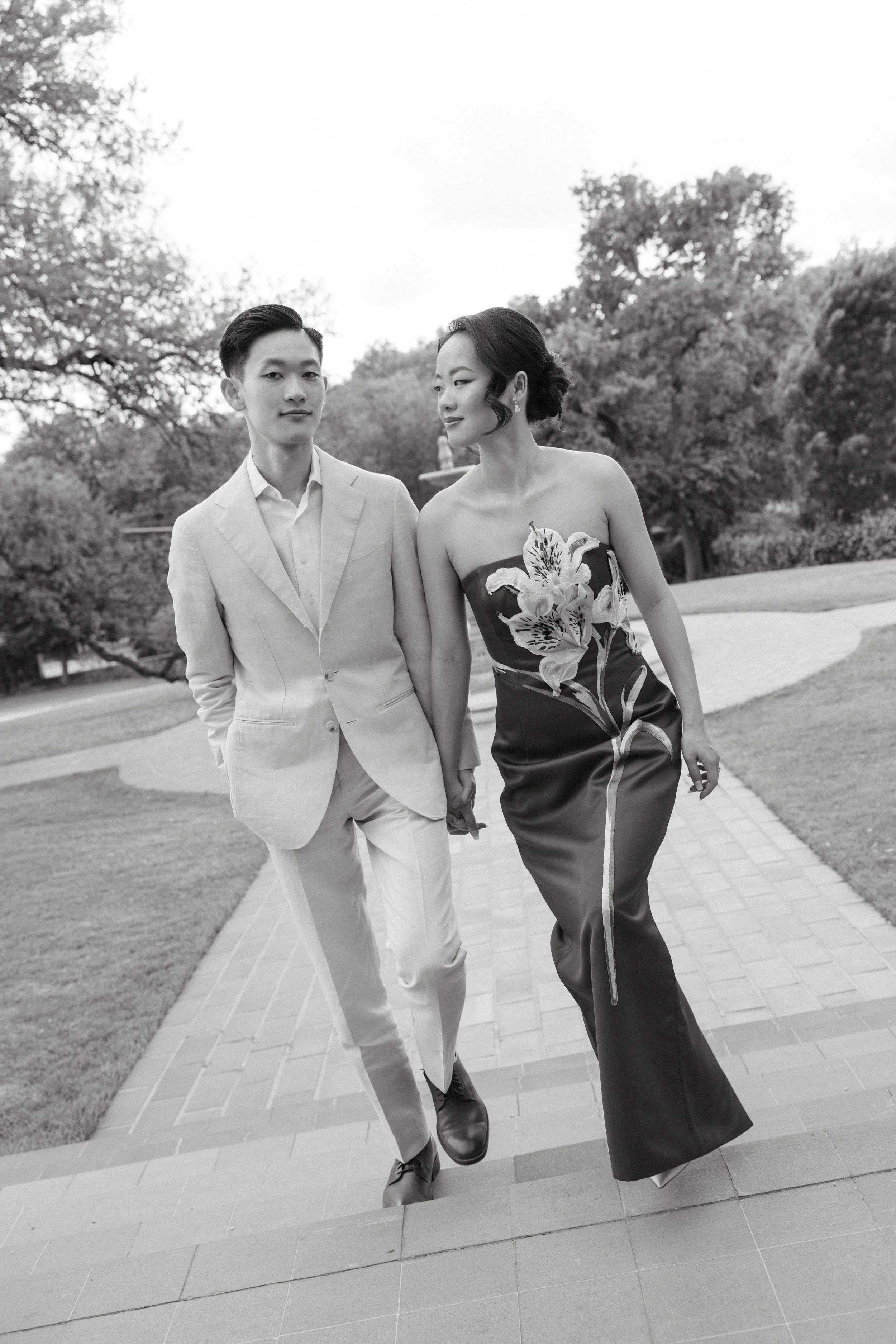 Luxury elopement at Commodore Perry Estate Austin Texas — Chinese Taiwanese multicultural couple, Chapel Dulcinea, film photography by Lauren Nicole Photo