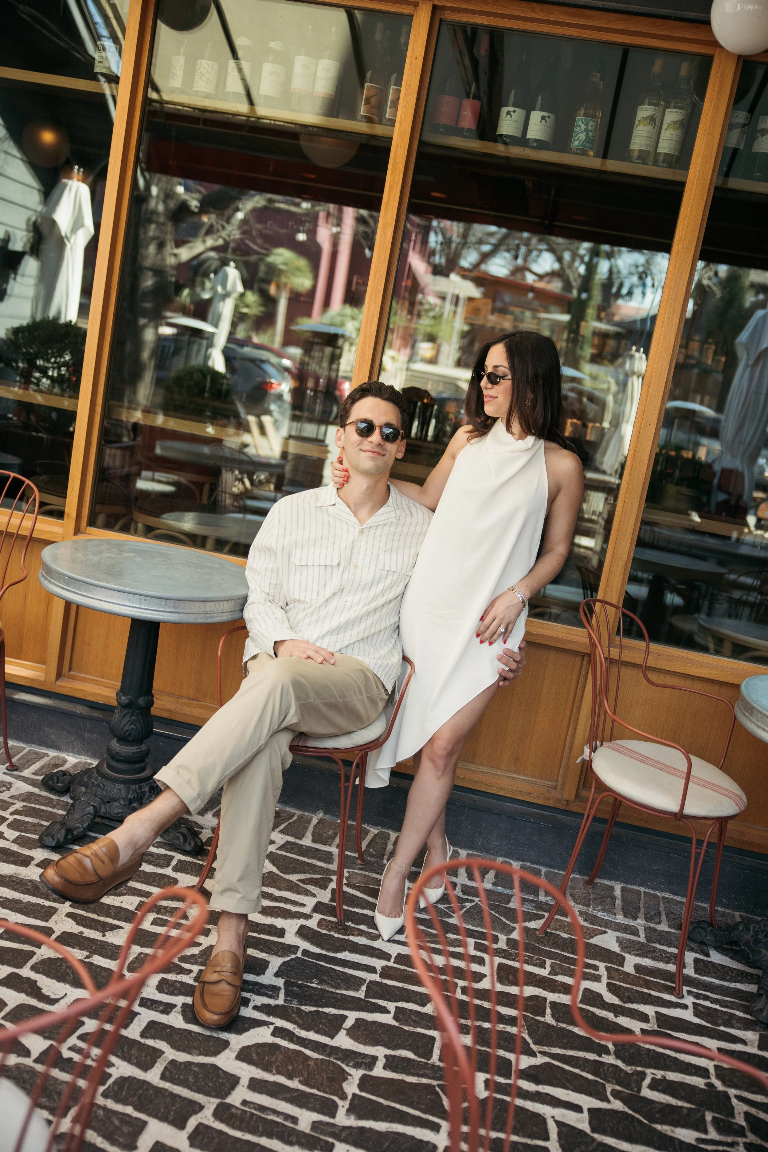 Italian-inspired engagement session at Rosie's Wine Bar Austin Texas — editorial film photography by Lauren Nicole Photo