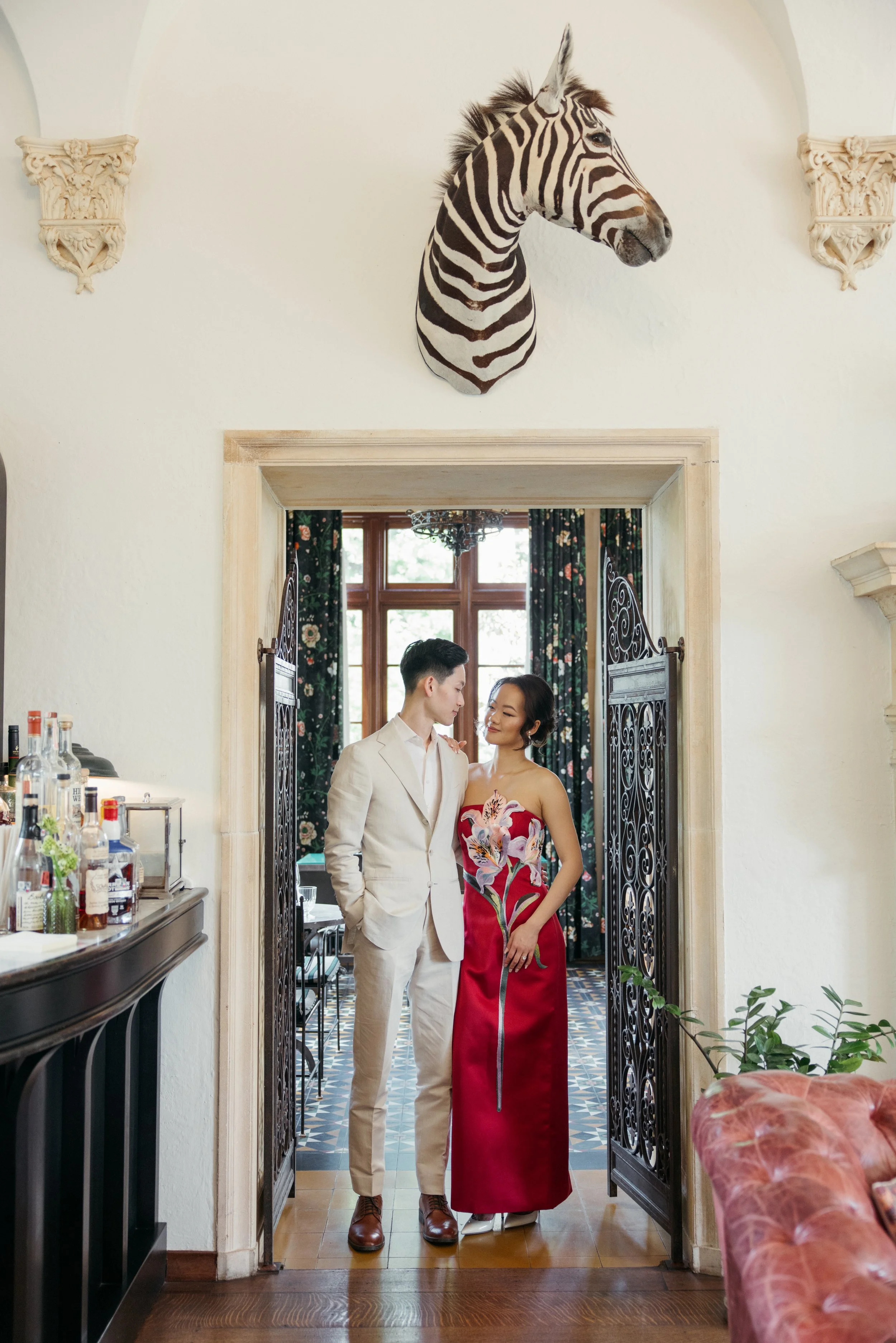 Luxury elopement at Commodore Perry Estate Austin Texas — Chinese Taiwanese multicultural couple, Chapel Dulcinea, film photography by Lauren Nicole Photo