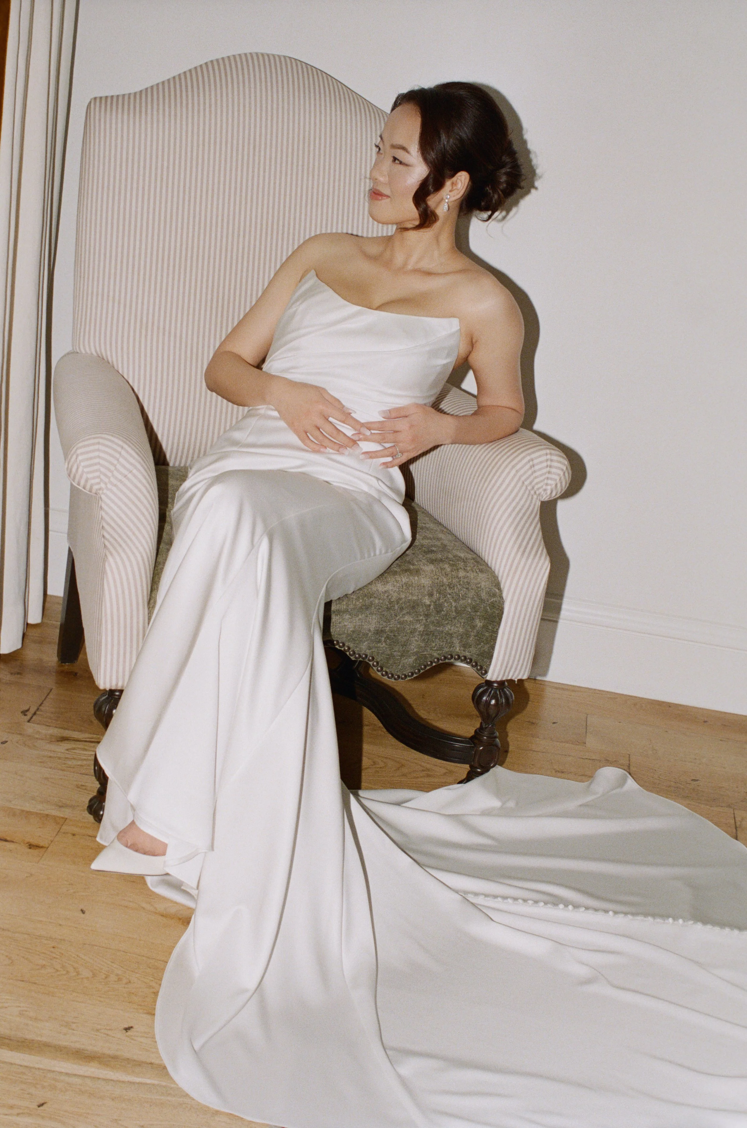 Bride getting ready at Commodore Perry Estate Austin Texas — Jimmy Choo shoes, luxury editorial elopement photography by Lauren Nicole Photo