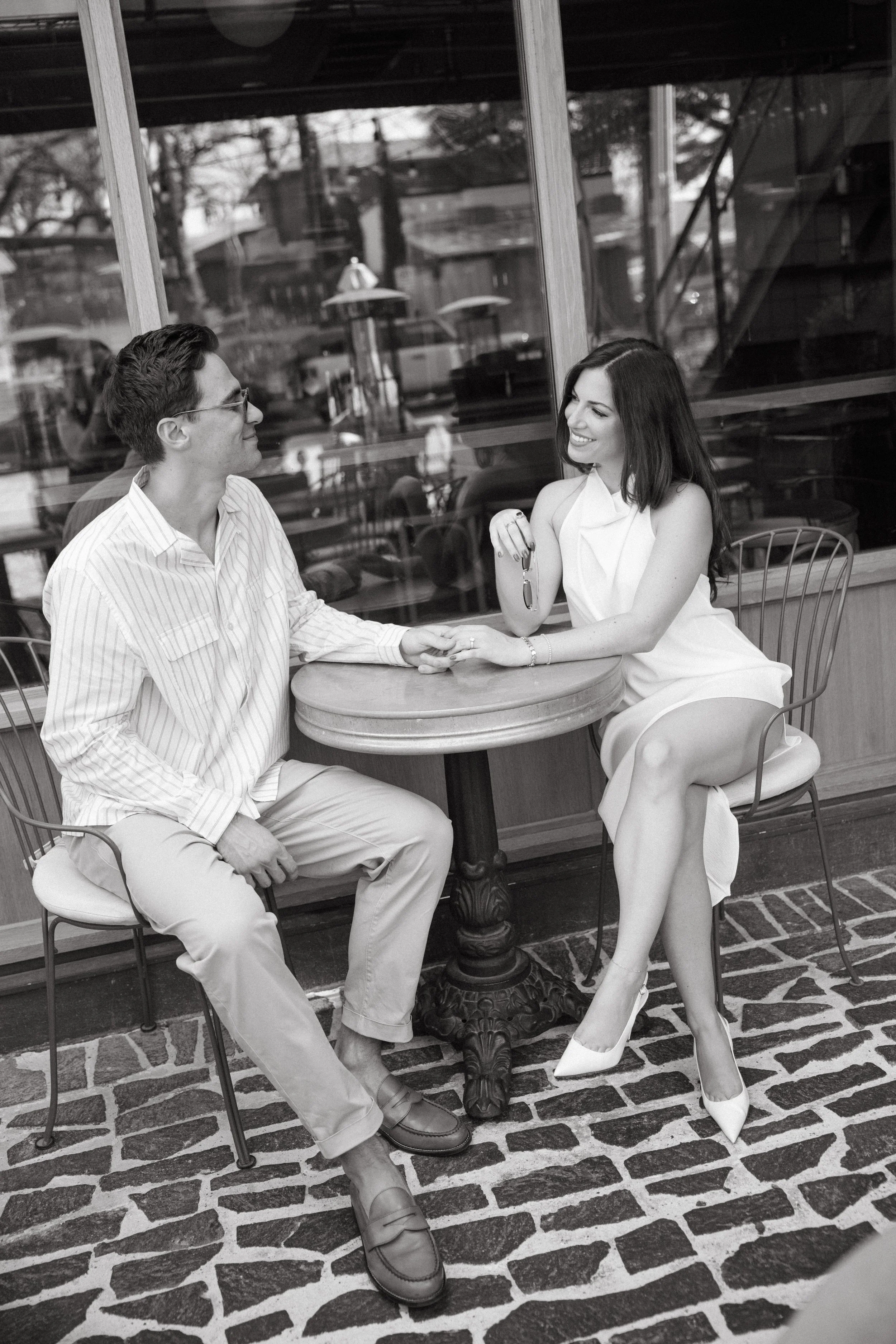 Italian-inspired engagement session at Rosie's Wine Bar Austin Texas — editorial film photography by Lauren Nicole Photo