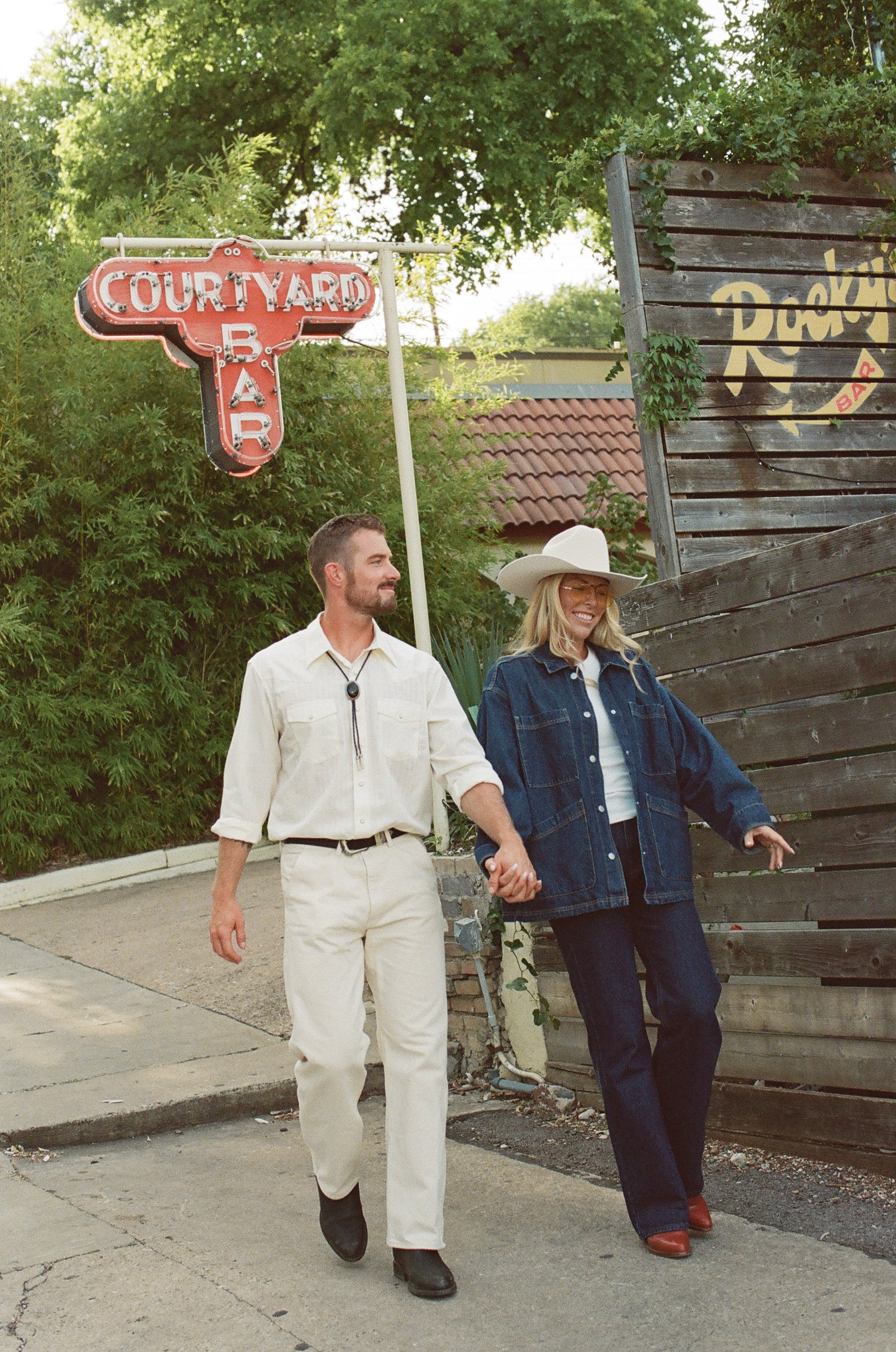 South Congress Austin engagement session, western editorial aesthetic — analog film photography by Lauren Nicole