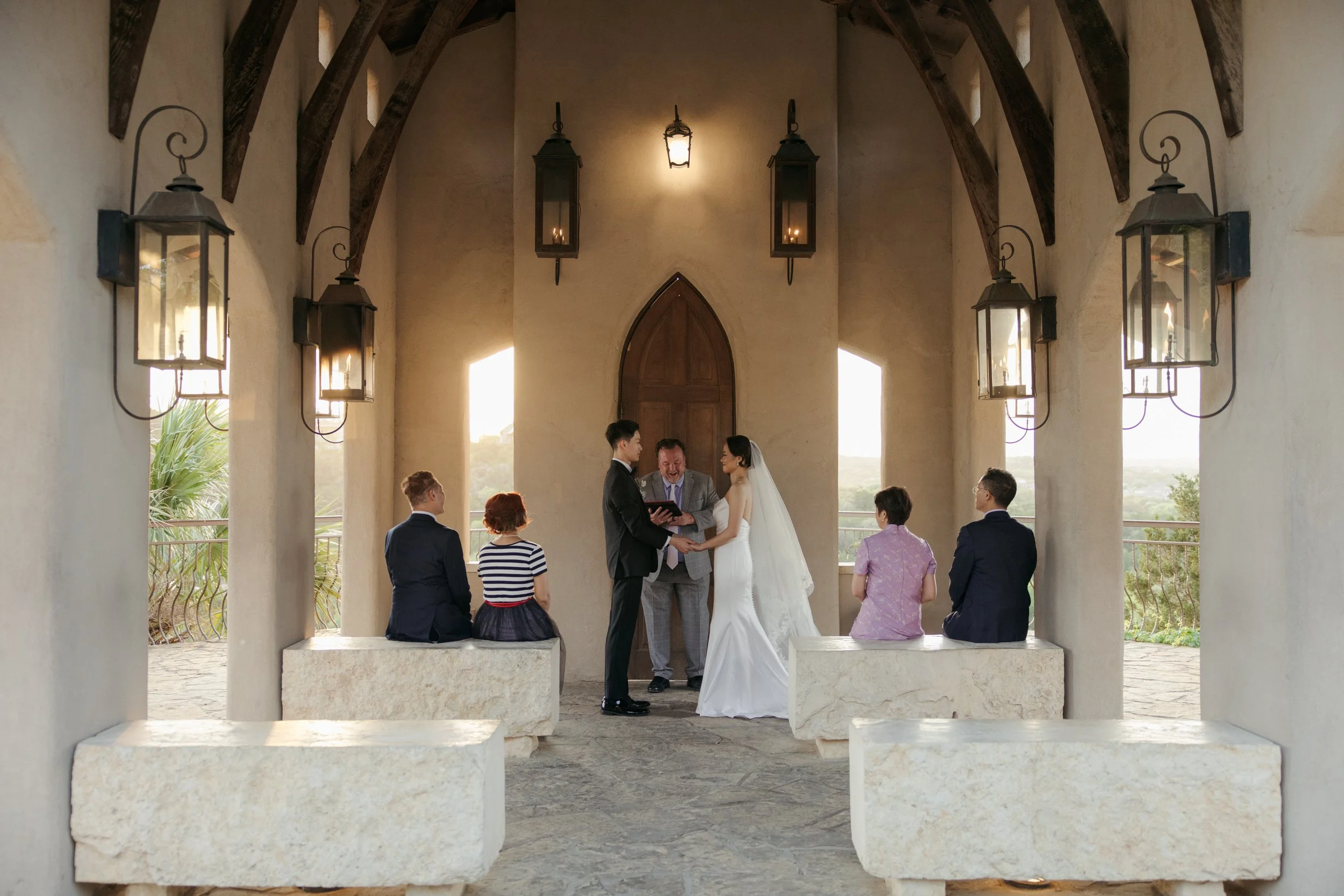 Wedding ceremony at Chapel Dulcinea, Austin Texas Hill Country — luxury elopement photography by Lauren Nicole Photo