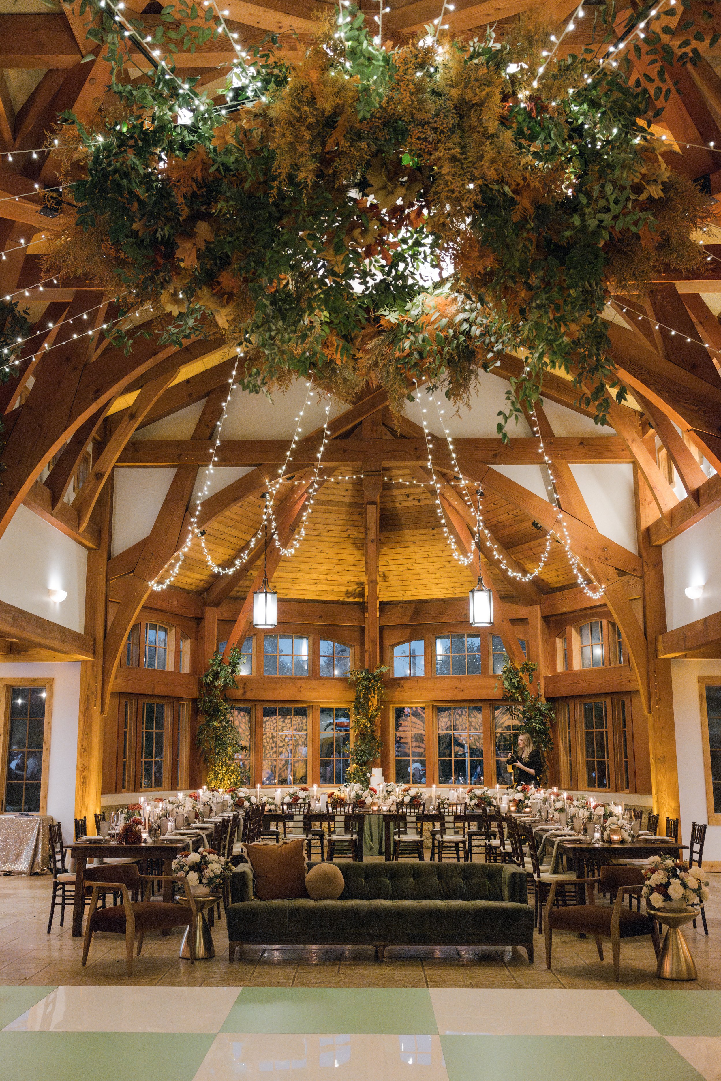 Old money floral wedding reception at Camp Lucy Sacred Oaks — candid documentary dance floor photography by Lauren Nicole Photo