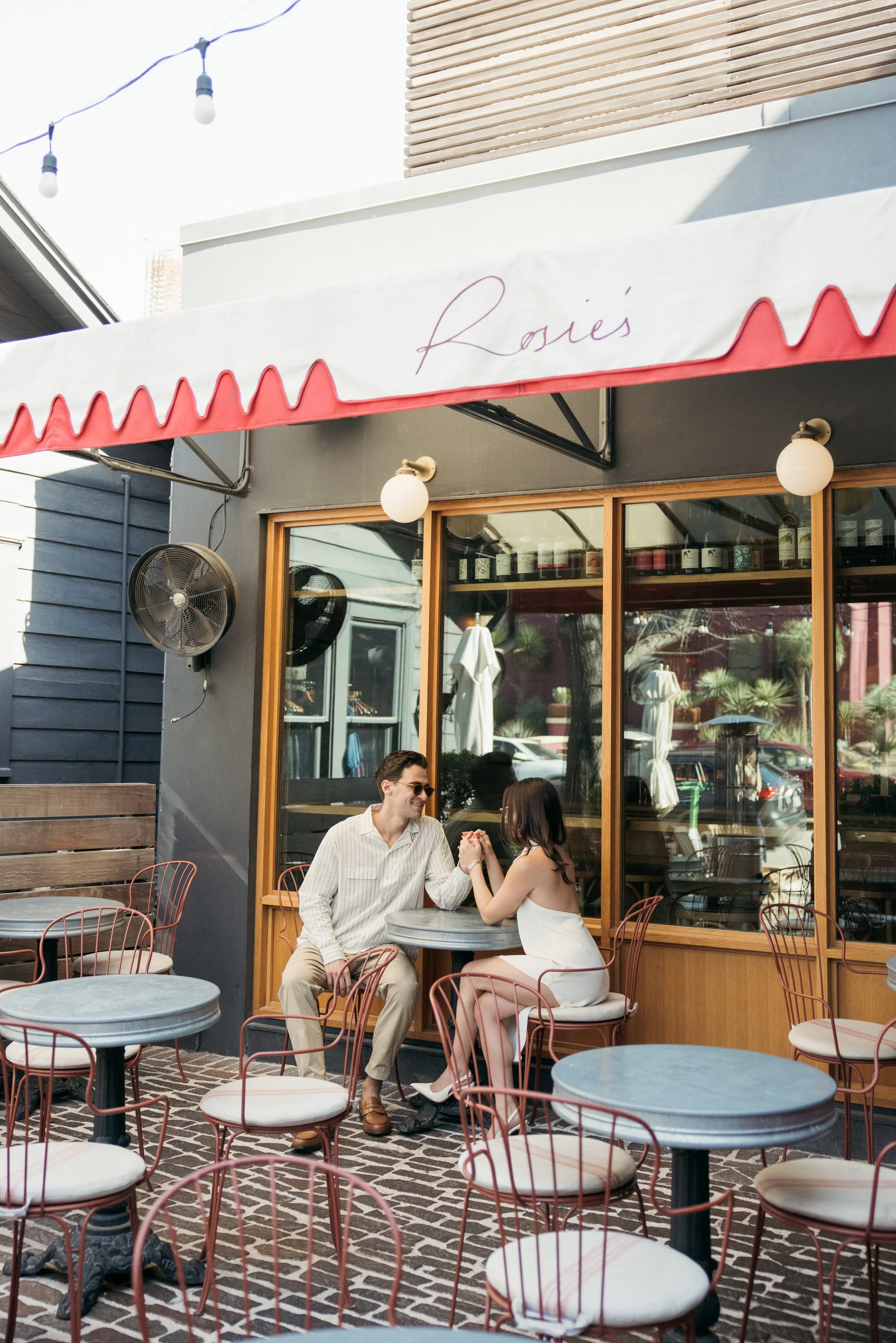 Italian-inspired engagement session at Rosie's Wine Bar Austin Texas — editorial film photography by Lauren Nicole Photo