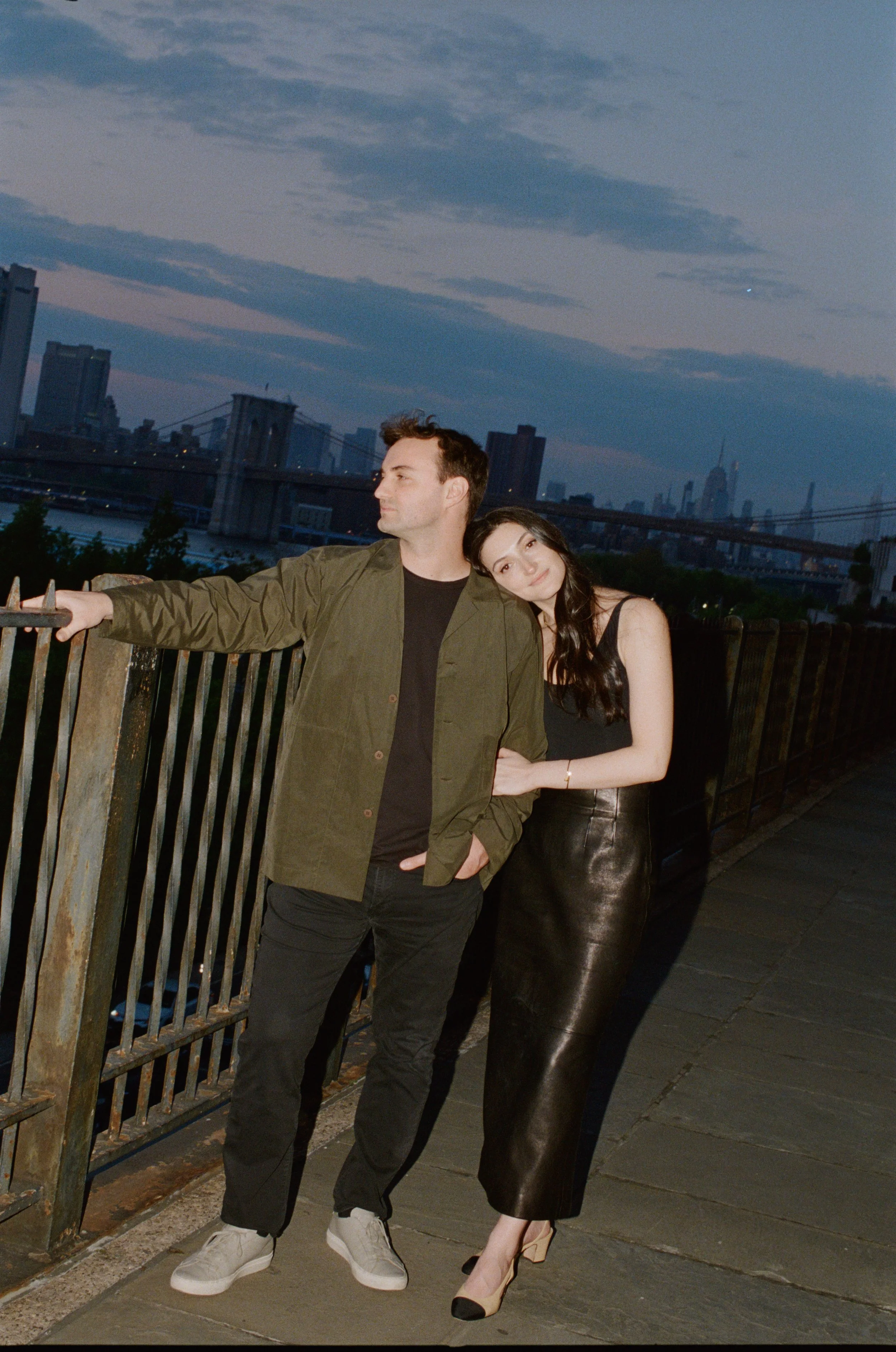 Editorial film engagement session in Brooklyn, New York City — Chanel, luxury fashion-forward, analog photography by Lauren Nicole Photo