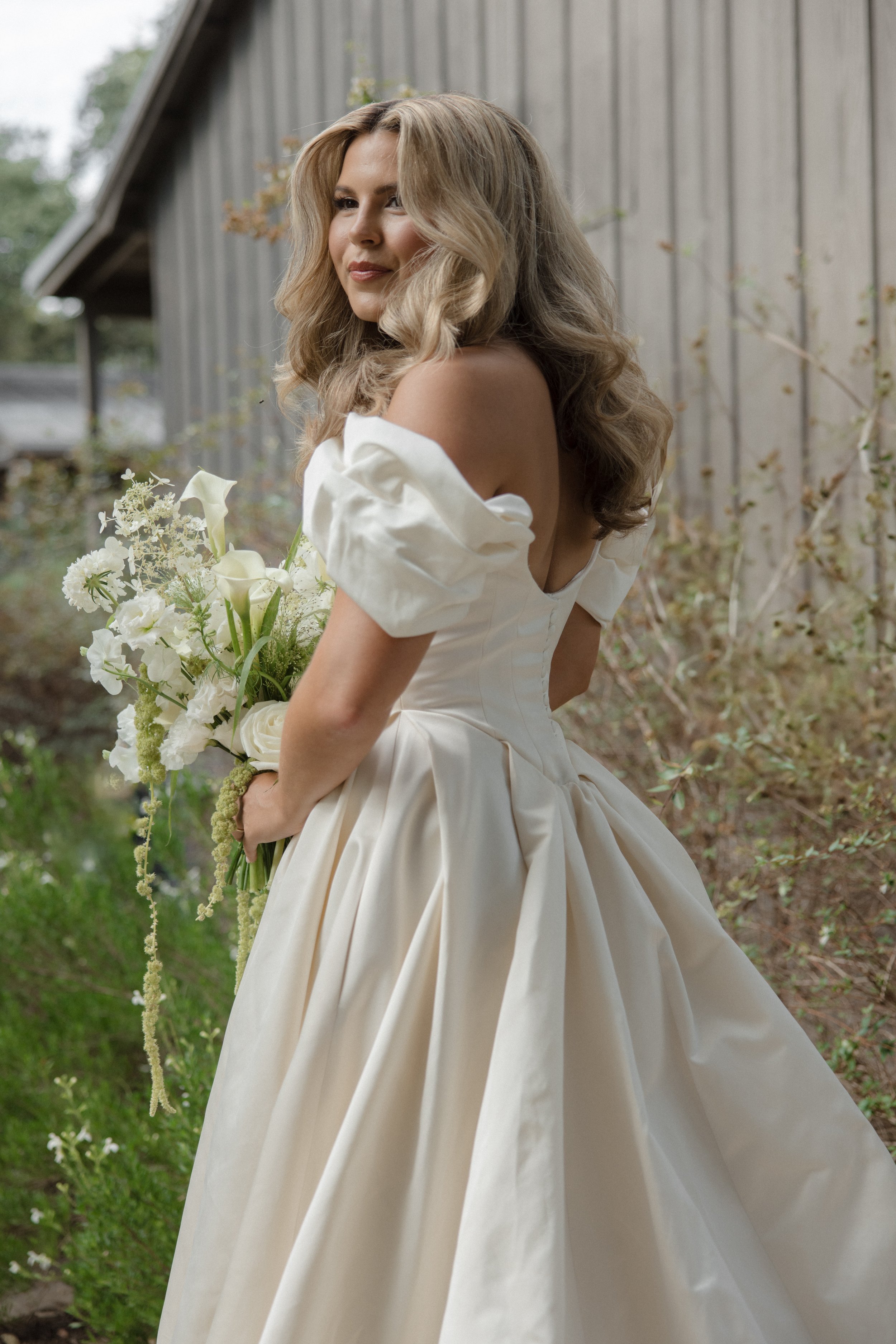 Bride in Lihlihod dress at Hotel Lulu Round Top Texas — Good Seed Florals, editorial documentary photography by Lauren Nicole