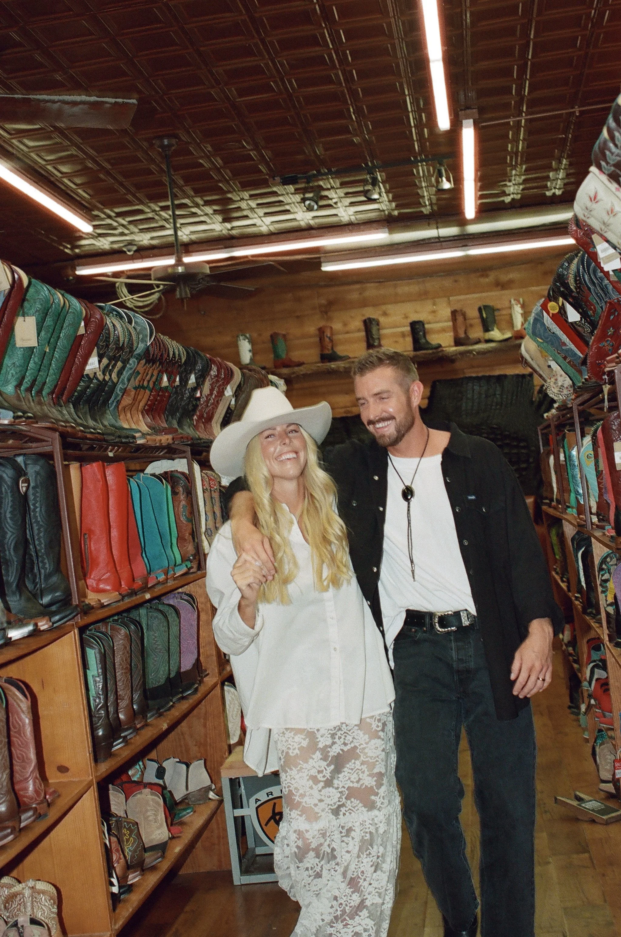 South Congress Austin engagement session, western editorial aesthetic — analog film photography by Lauren Nicole