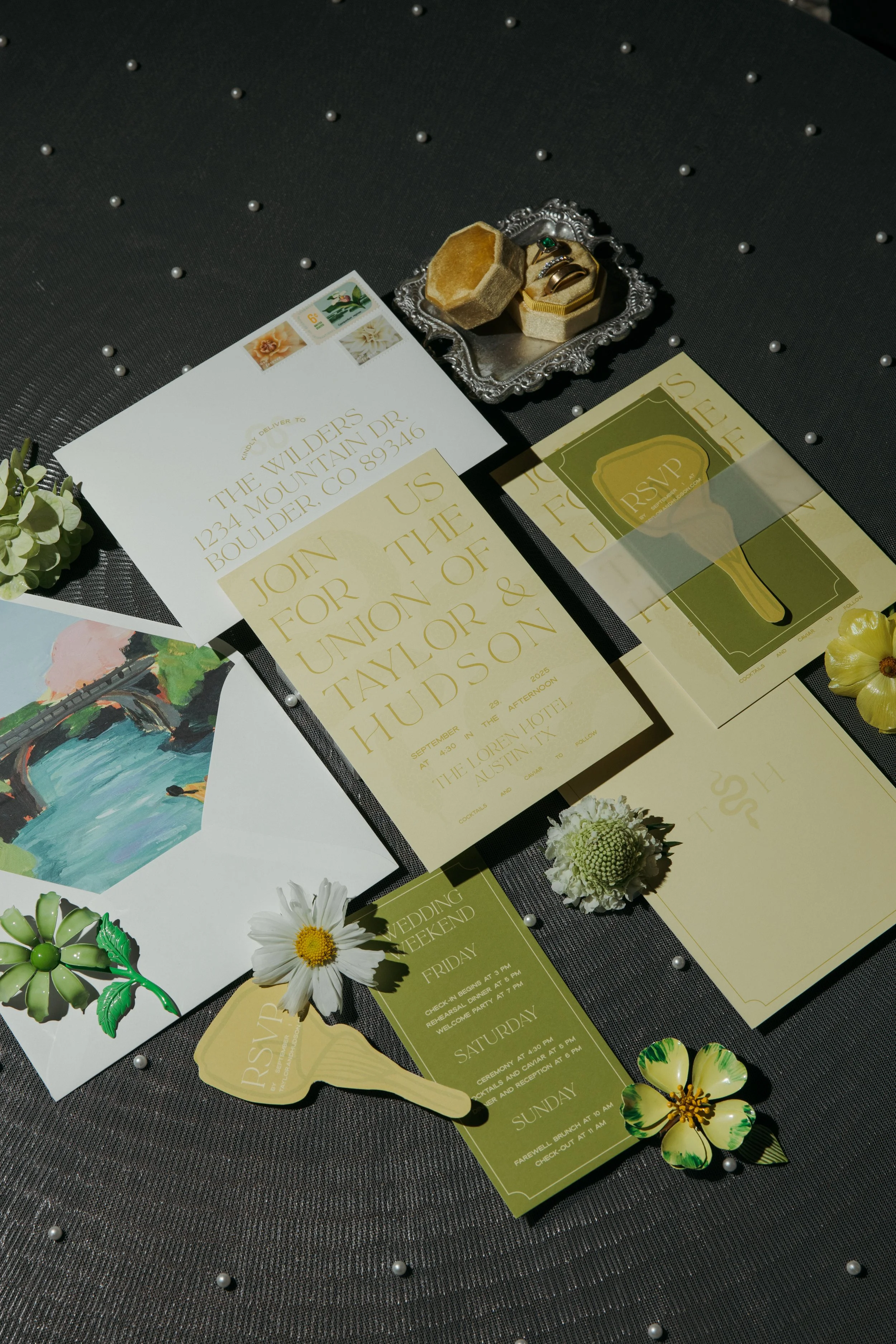 High fashion wedding at The Loren Hotel Austin Texas — K Laine Co, Remi and Gold florals, editorial photography by Lauren Nicole Photo