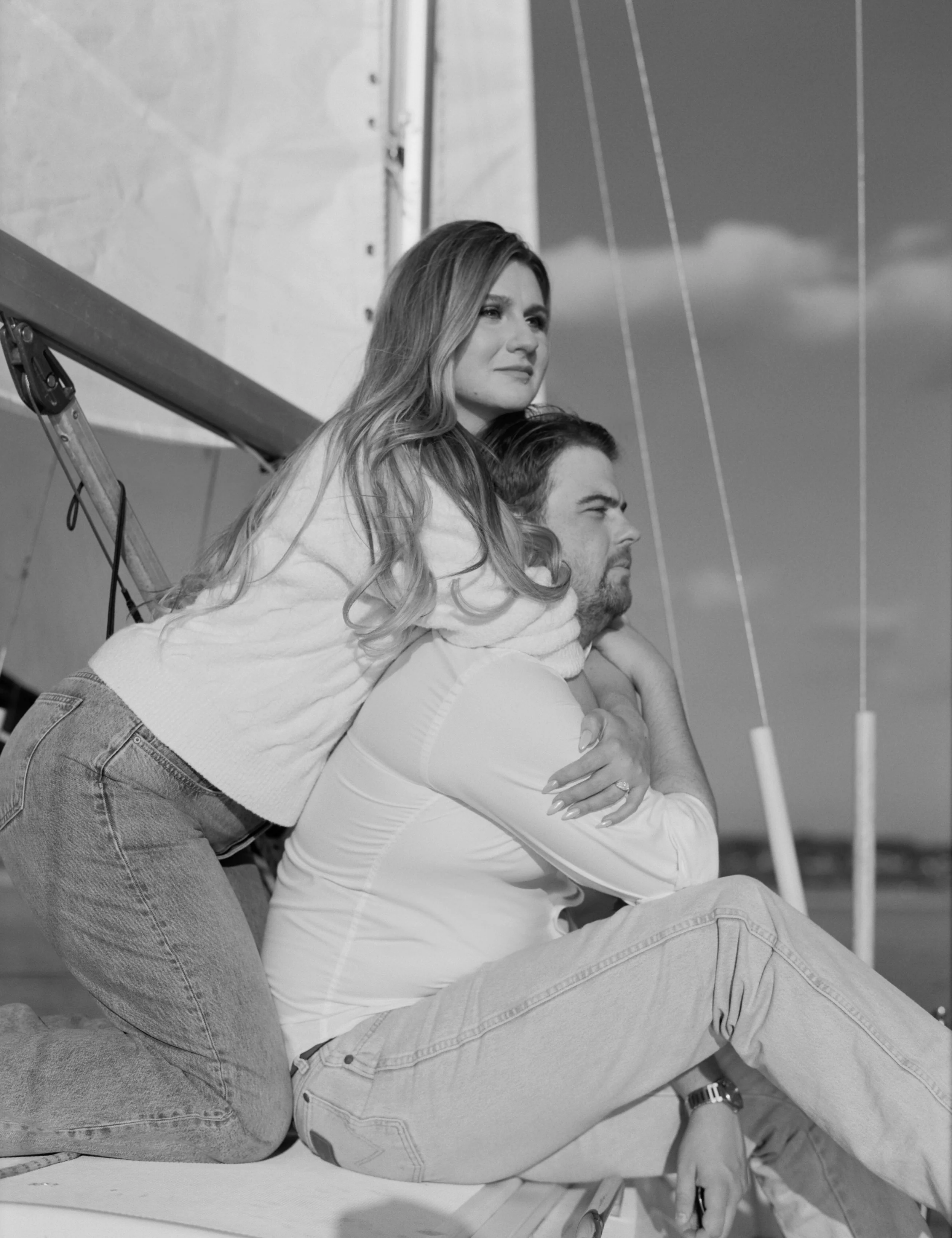 Sailboat engagement session on Lake Travis, Austin Texas — nautical coastal film photography by Lauren Nicole Photo
