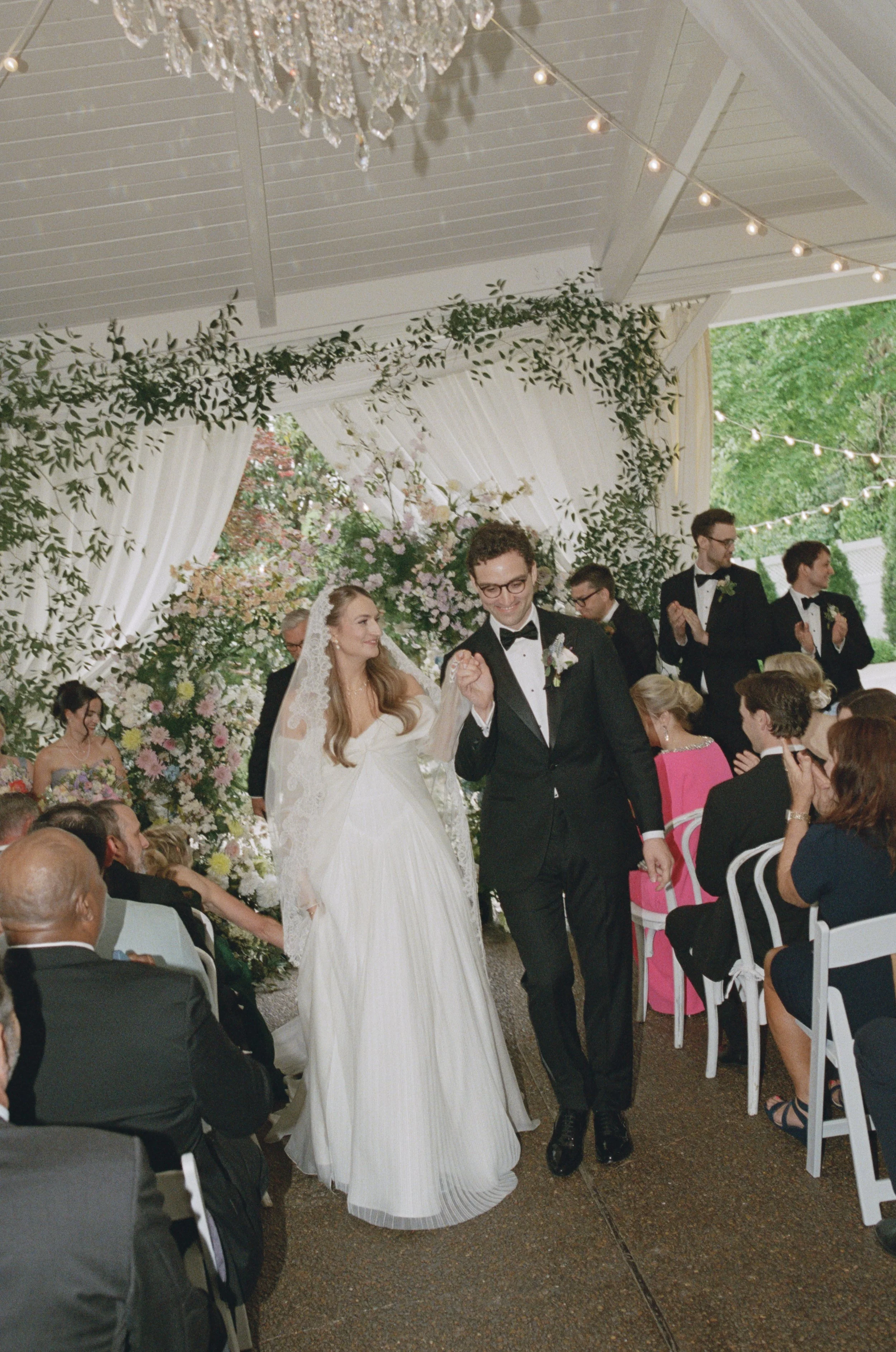Whimsical garden party wedding at CJ's Off The Square, Franklin Tennessee — Cali Roots Designs, film photography by Lauren Nicole Photo