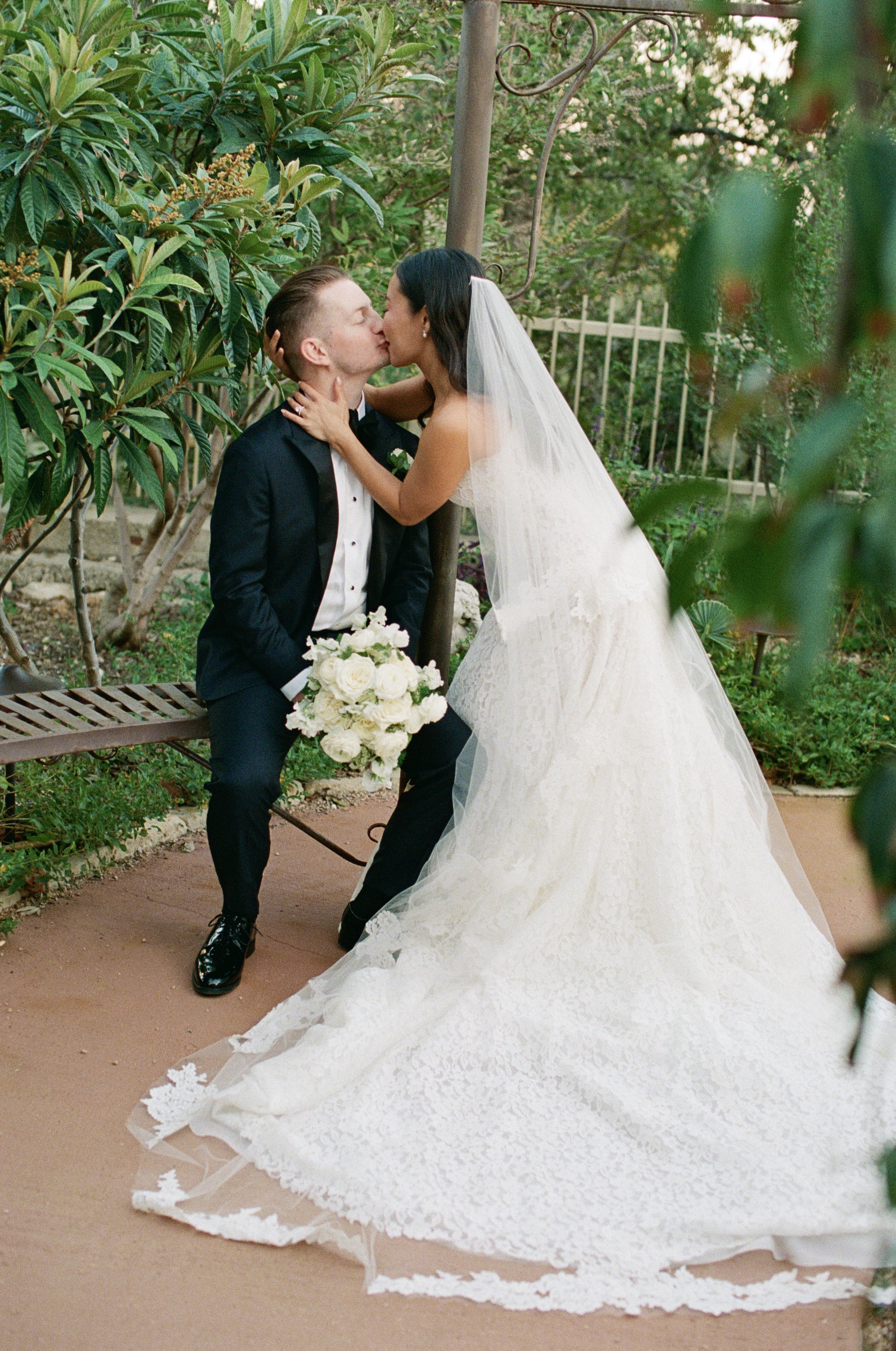 Bride in Lee Petra Grebenau gown at Villa Antonia Austin — editorial documentary wedding photography by Lauren Nicole