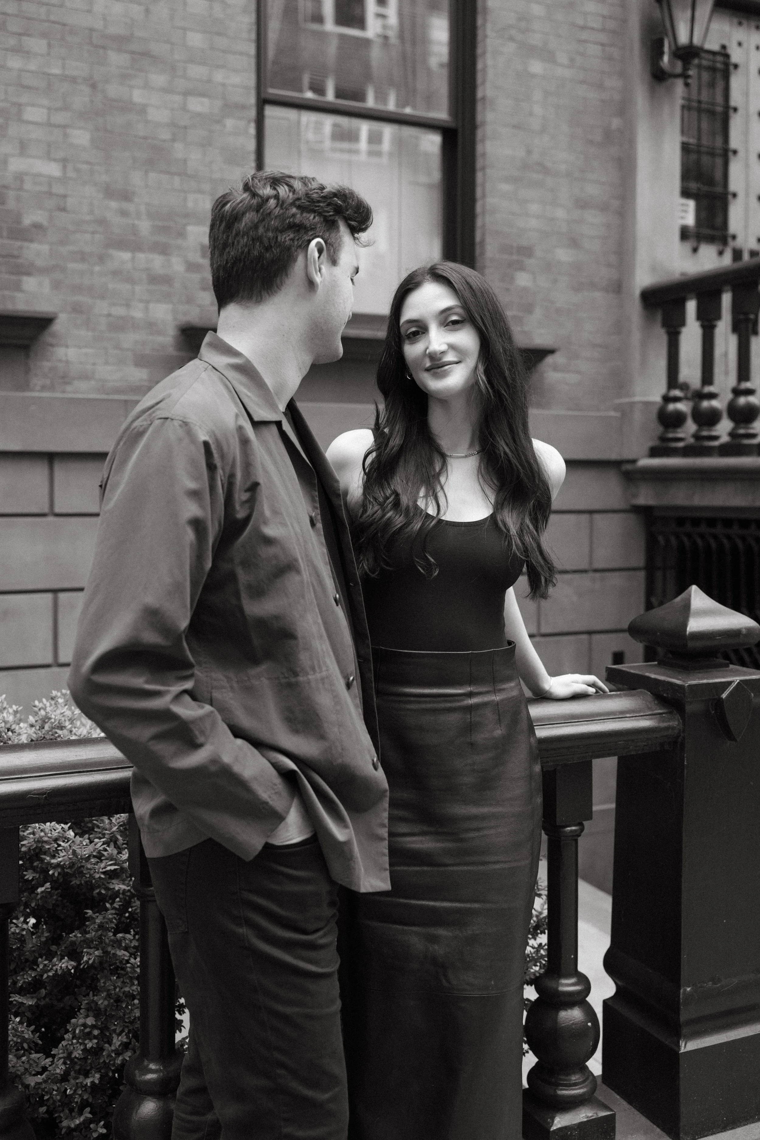 Editorial film engagement session in Brooklyn, New York City — Chanel, luxury fashion-forward, analog photography by Lauren Nicole Photo