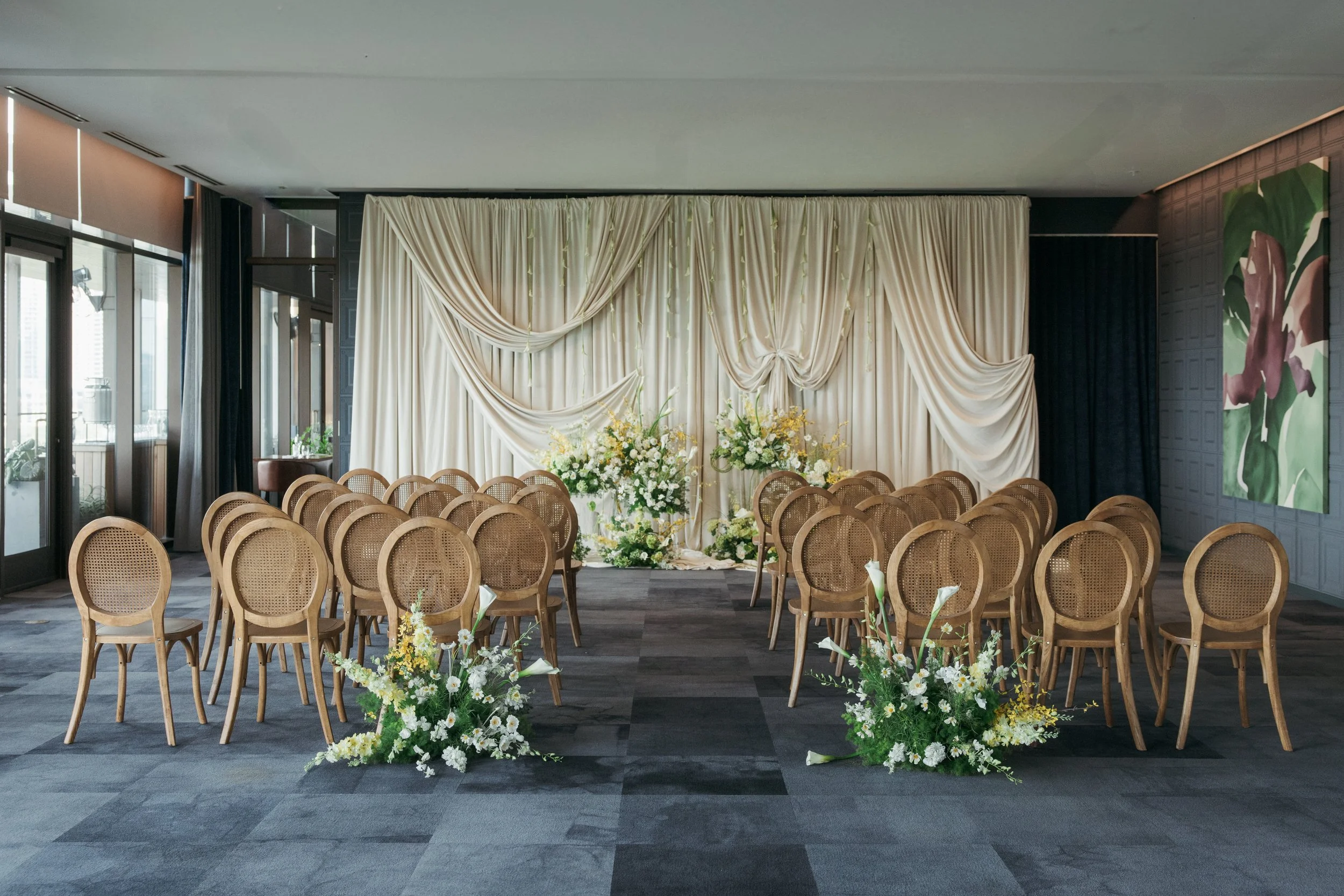High fashion wedding at The Loren Hotel Austin Texas — K Laine Co, Remi and Gold florals, editorial photography by Lauren Nicole Photo