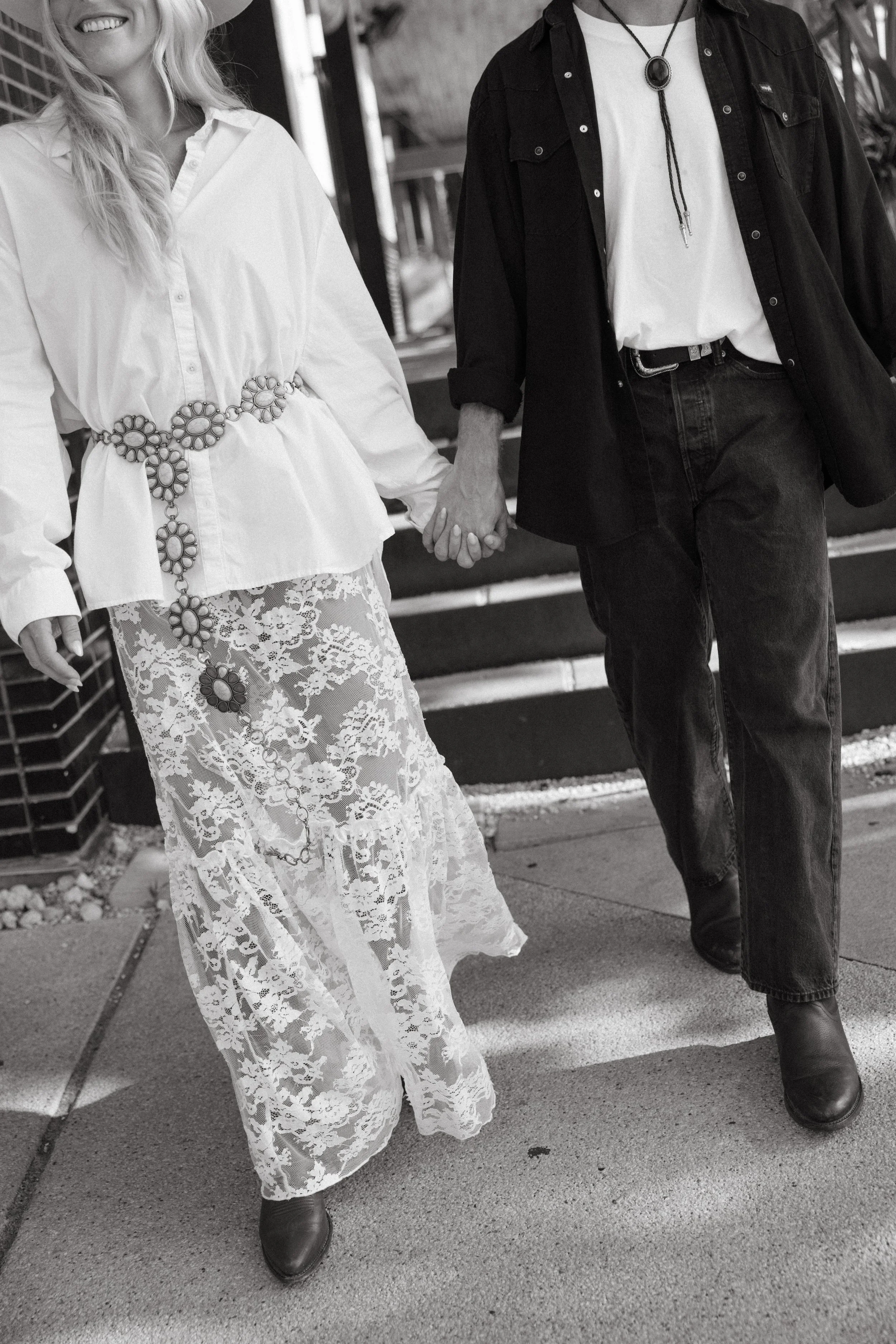 South Congress Austin engagement session, western editorial aesthetic — analog film photography by Lauren Nicole