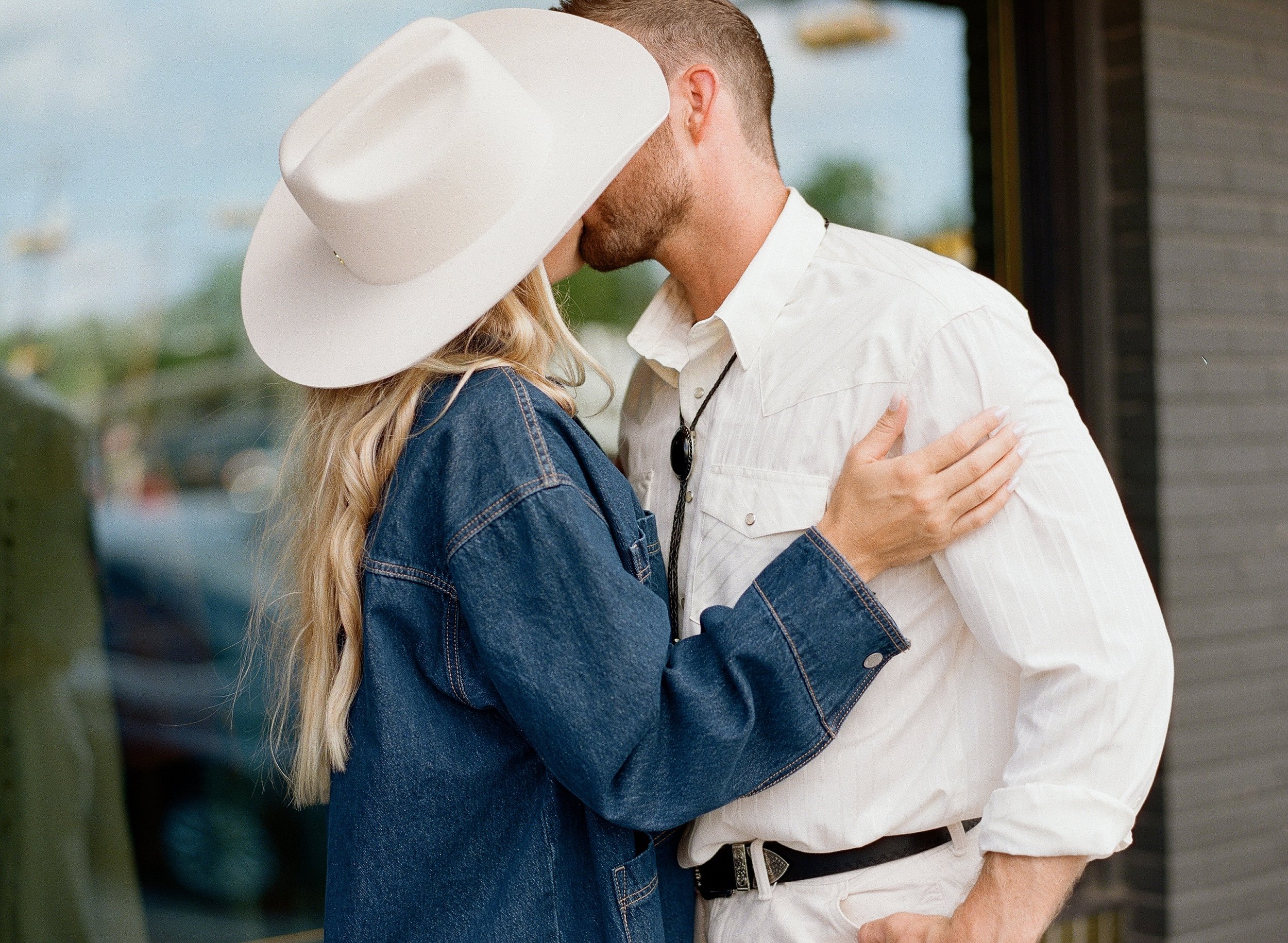 South Congress Austin engagement session, western editorial aesthetic — analog film photography by Lauren Nicole