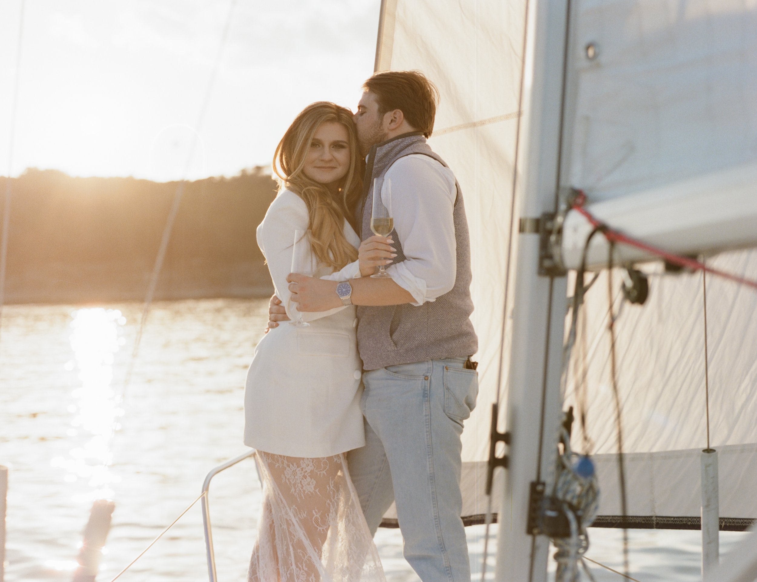 Sailboat engagement session on Lake Travis, Austin Texas — nautical coastal film photography by Lauren Nicole Photo