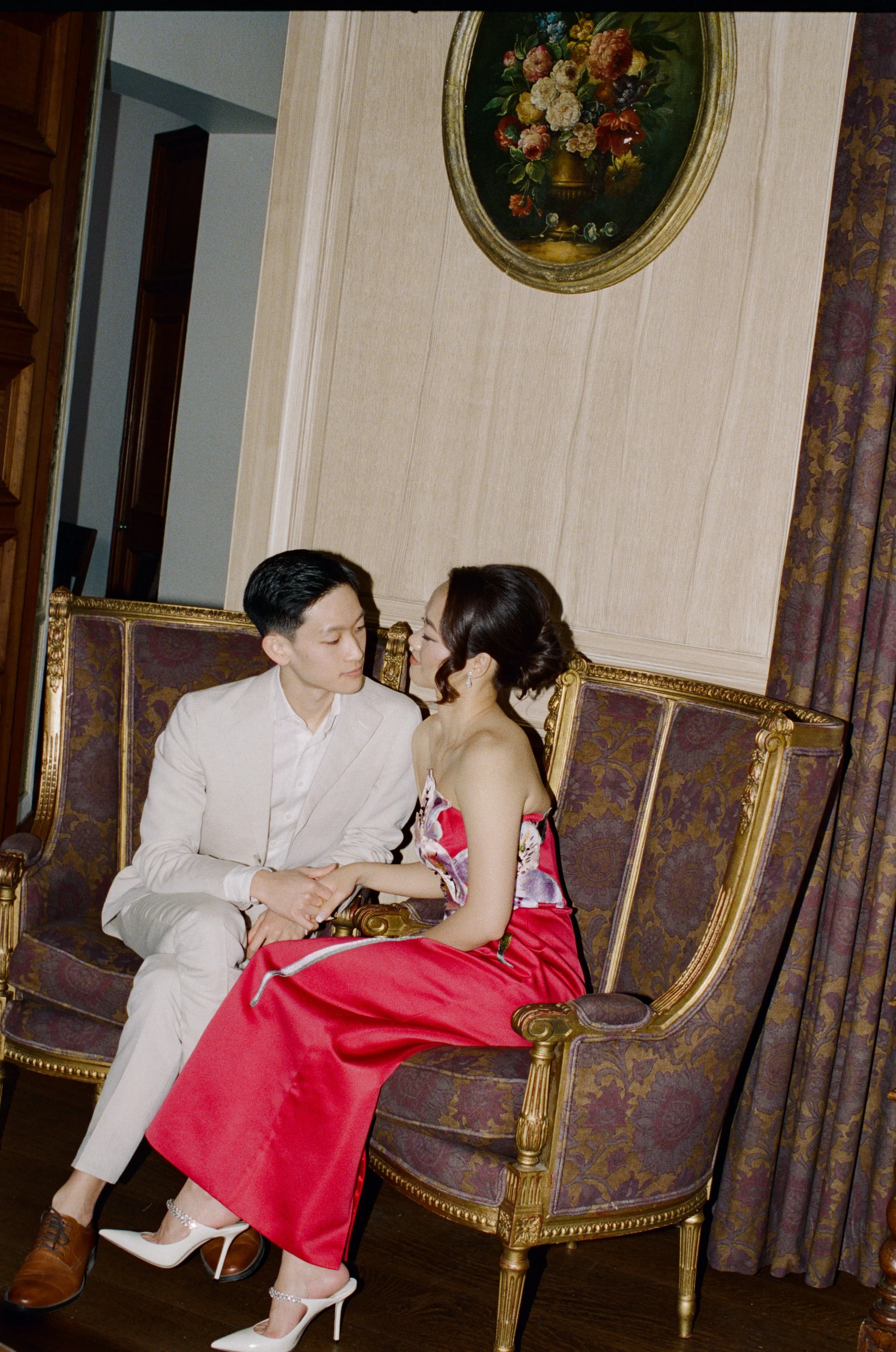 Luxury elopement at Commodore Perry Estate Austin Texas — Chinese Taiwanese multicultural couple, Chapel Dulcinea, film photography by Lauren Nicole Photo