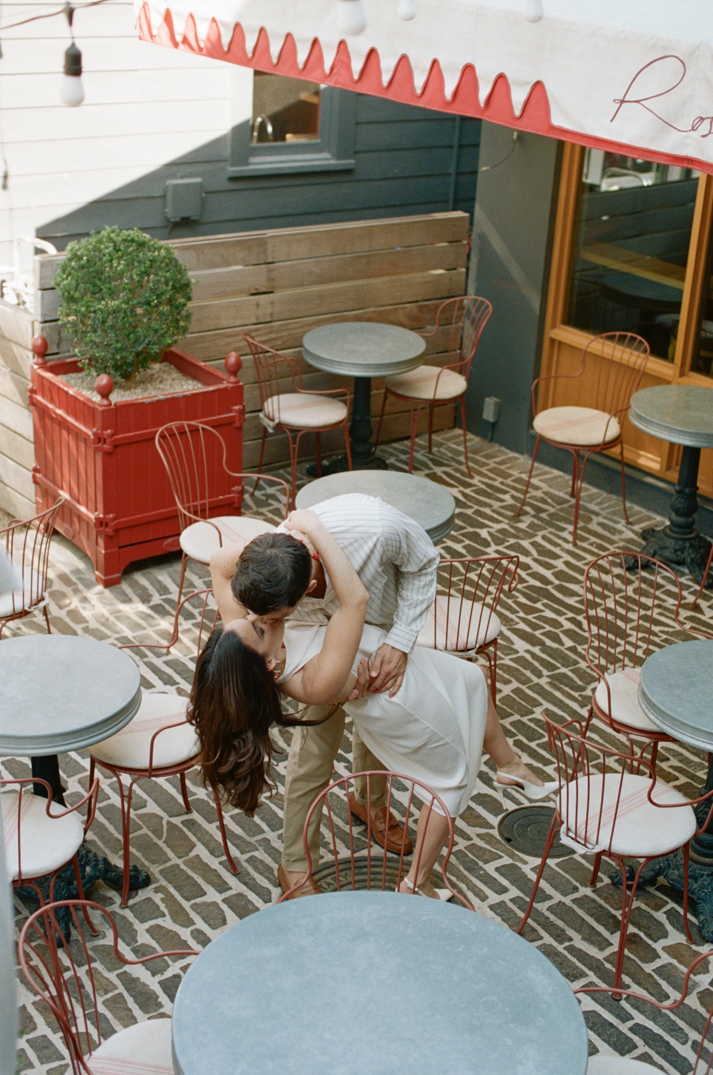 Italian-inspired engagement session at Rosie's Wine Bar Austin Texas — editorial film photography by Lauren Nicole Photo