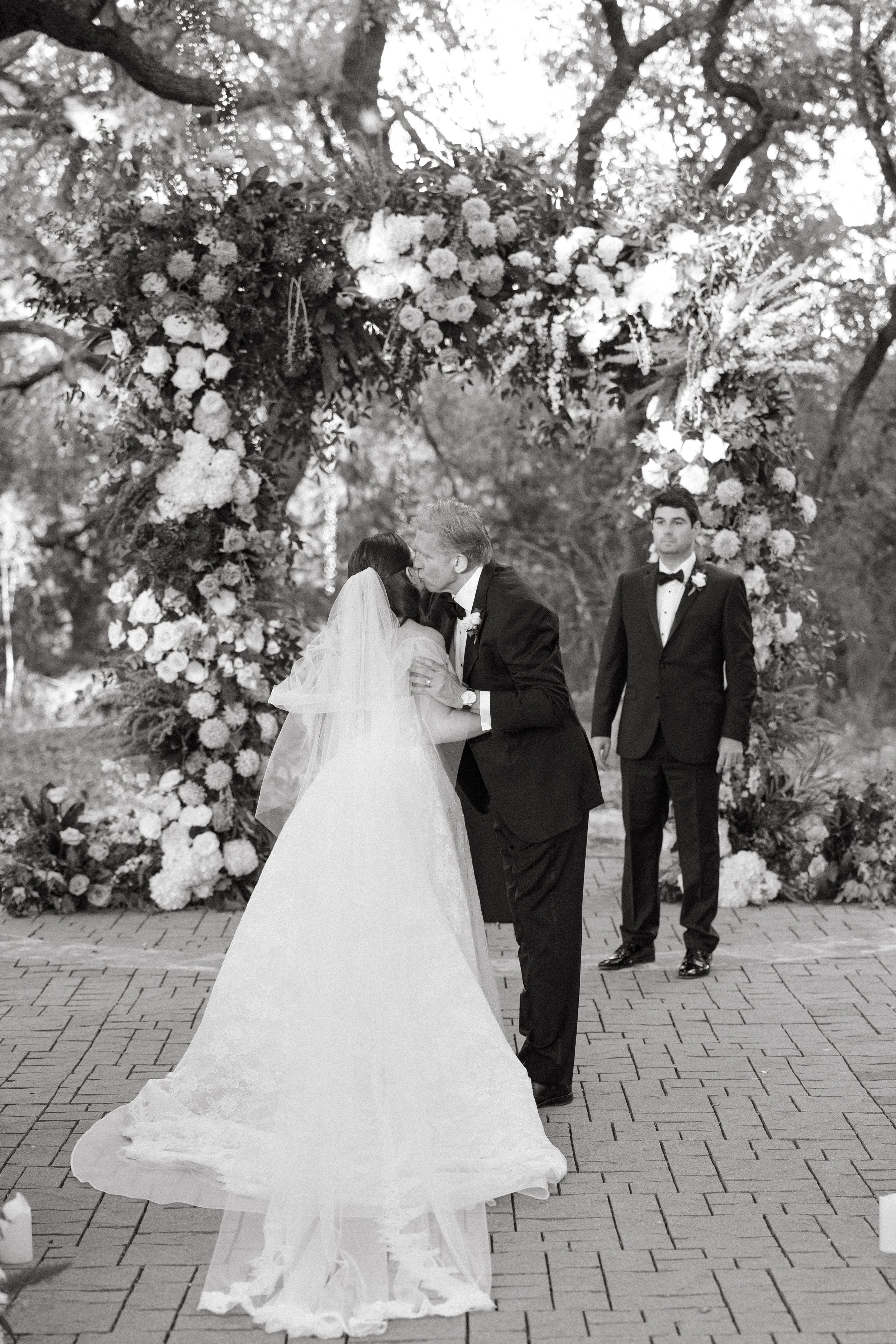 Wedding ceremony under oaks at Camp Lucy Sacred Oaks, Dripping Springs TX — Kristin Cattered Events, film photography by Lauren Nicole