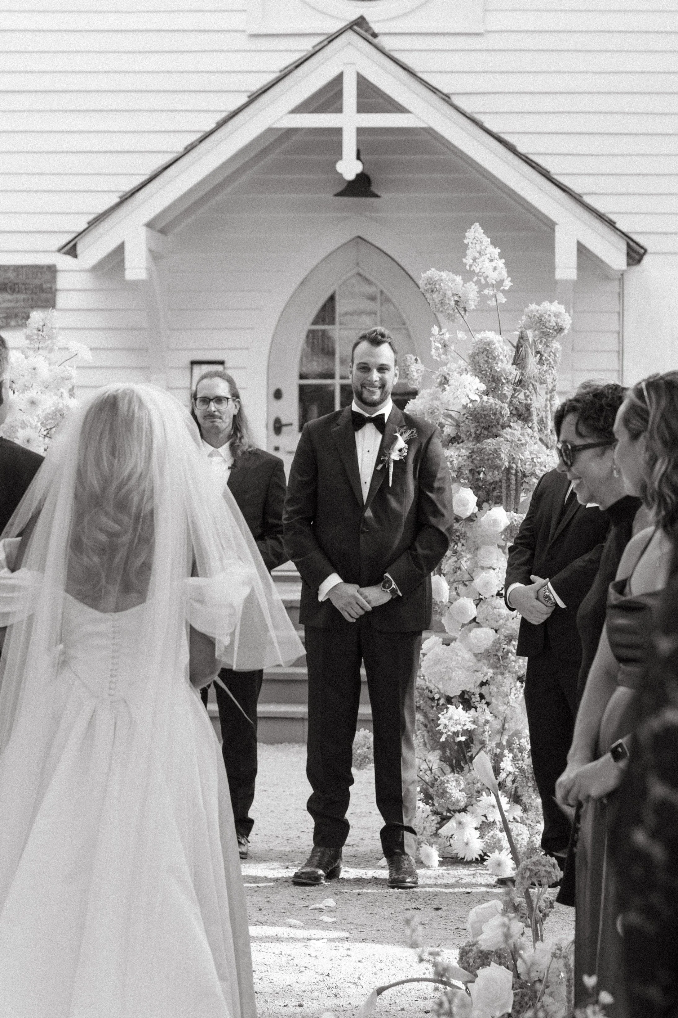 Wedding ceremony at Hotel Lulu Round Top Texas — southern chic western glam, candid film photography by Lauren Nicole Photo