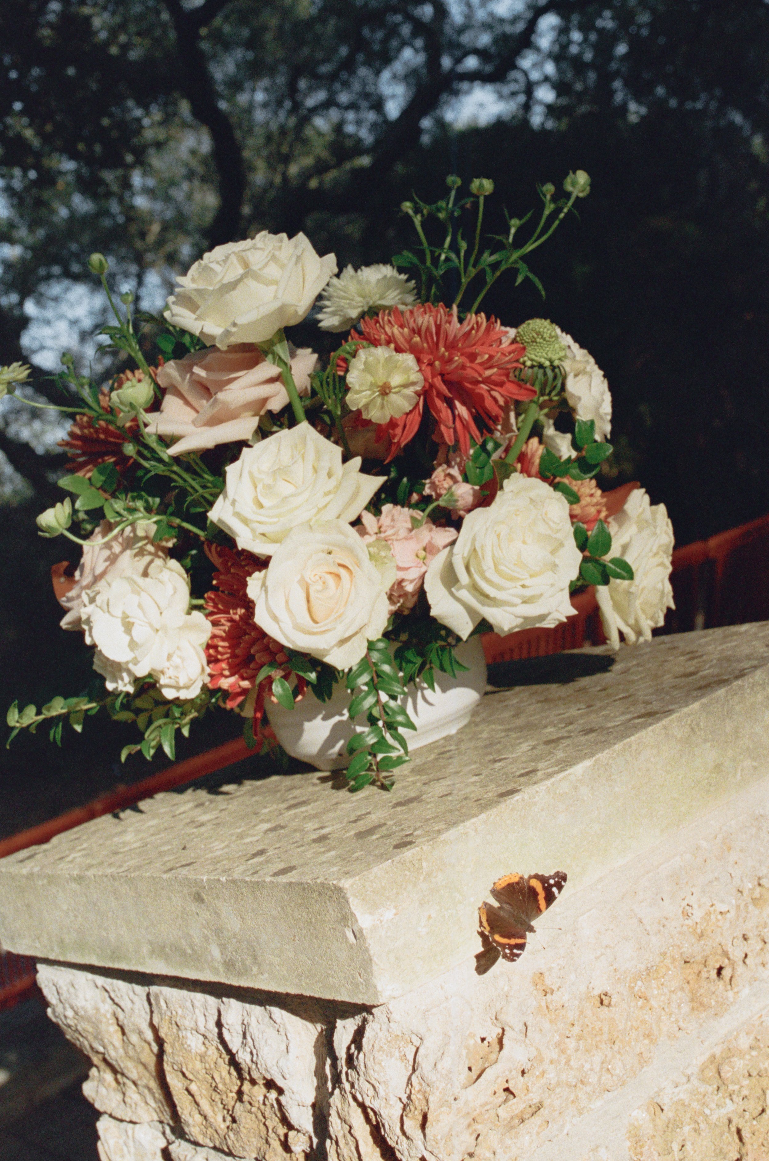 Wedding ceremony under oaks at Camp Lucy Sacred Oaks, Dripping Springs TX — Kristin Cattered Events, film photography by Lauren Nicole